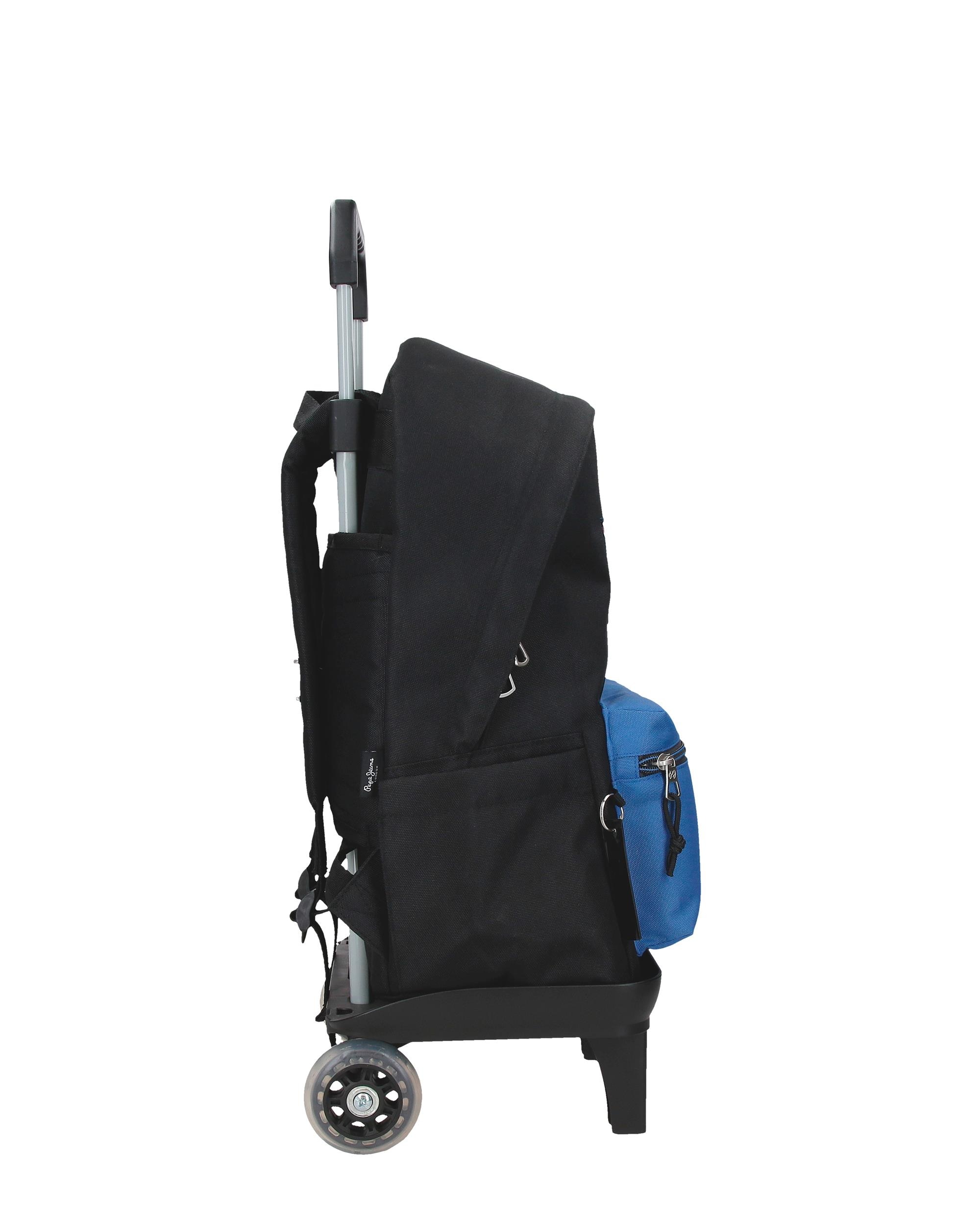 Mochila Escolar 44 Cm Pjl Henry com Trolley em Preto Preto-2