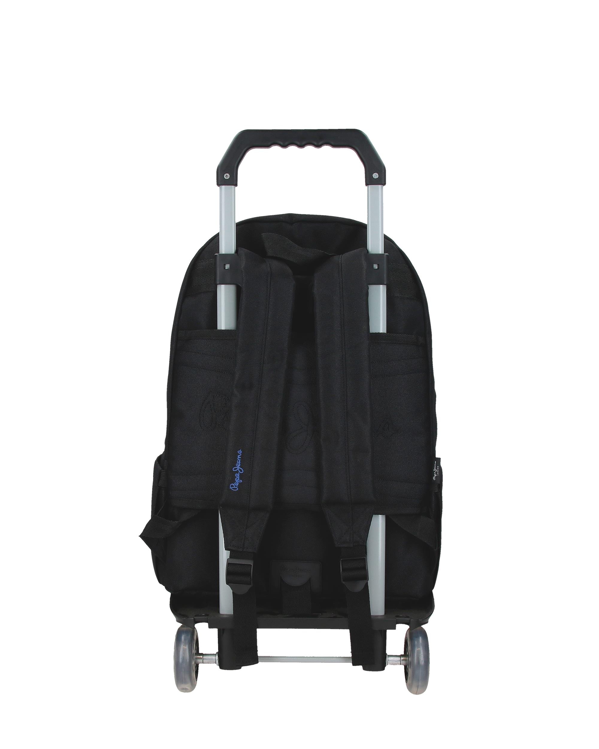 Mochila Escolar 44 Cm Pjl Henry com Trolley em Preto Preto-3