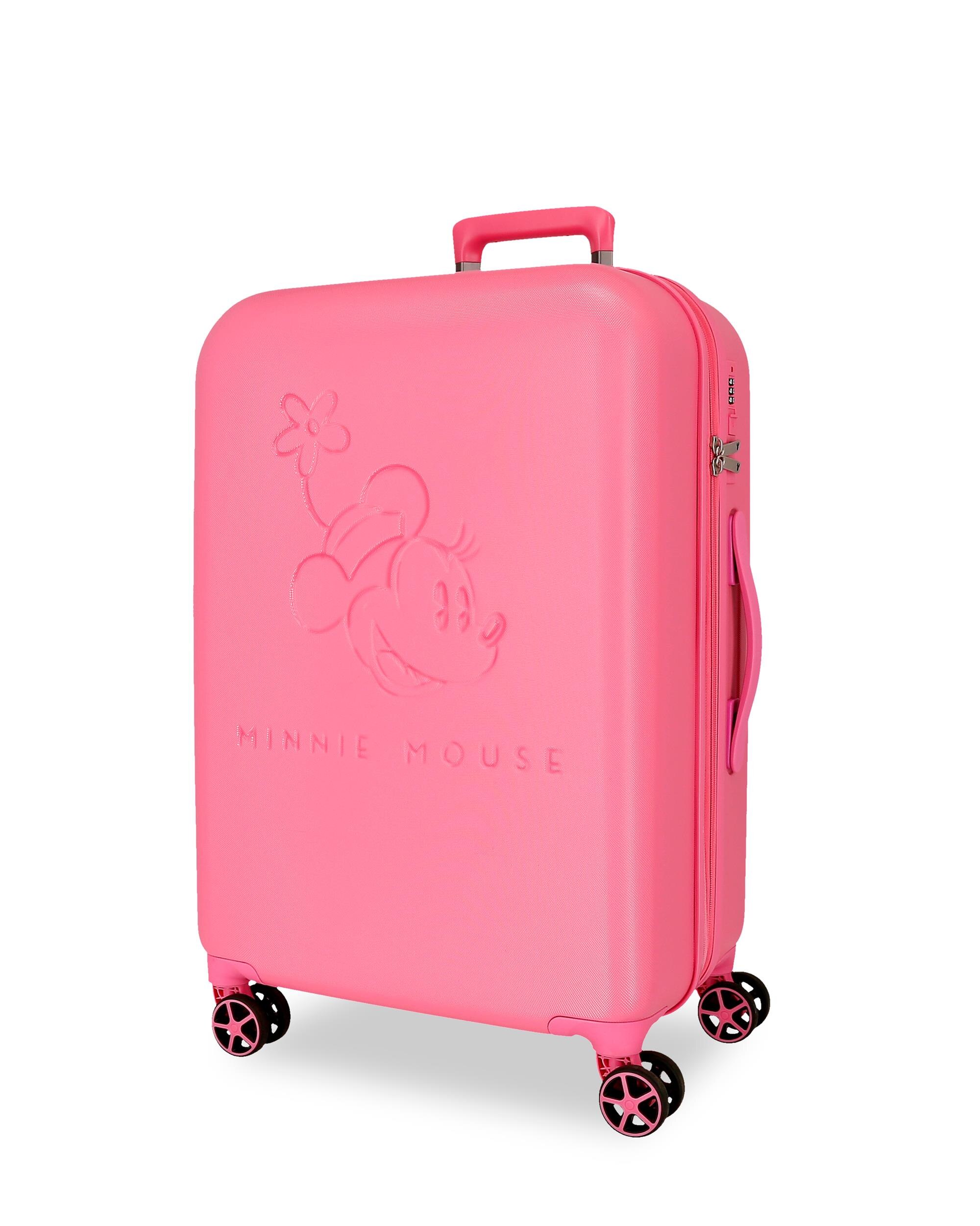 Conjunto de Malas 55-65 Cm Traveling With Minnie Abs Rígida com Capacidade de 95l Rosa-1