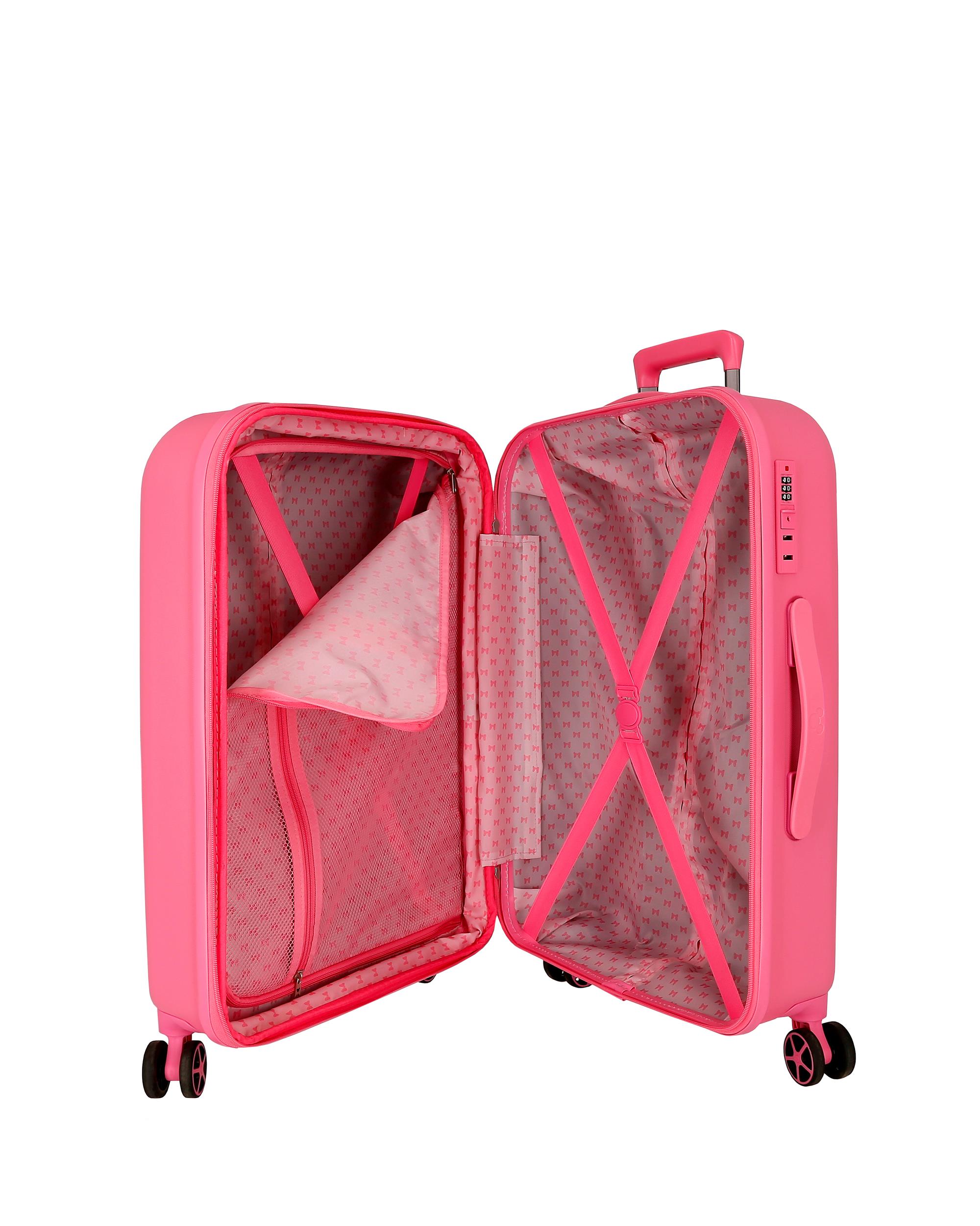 Conjunto de Malas 55-65 Cm Traveling With Minnie Abs Rígida com Capacidade de 95l Rosa-5