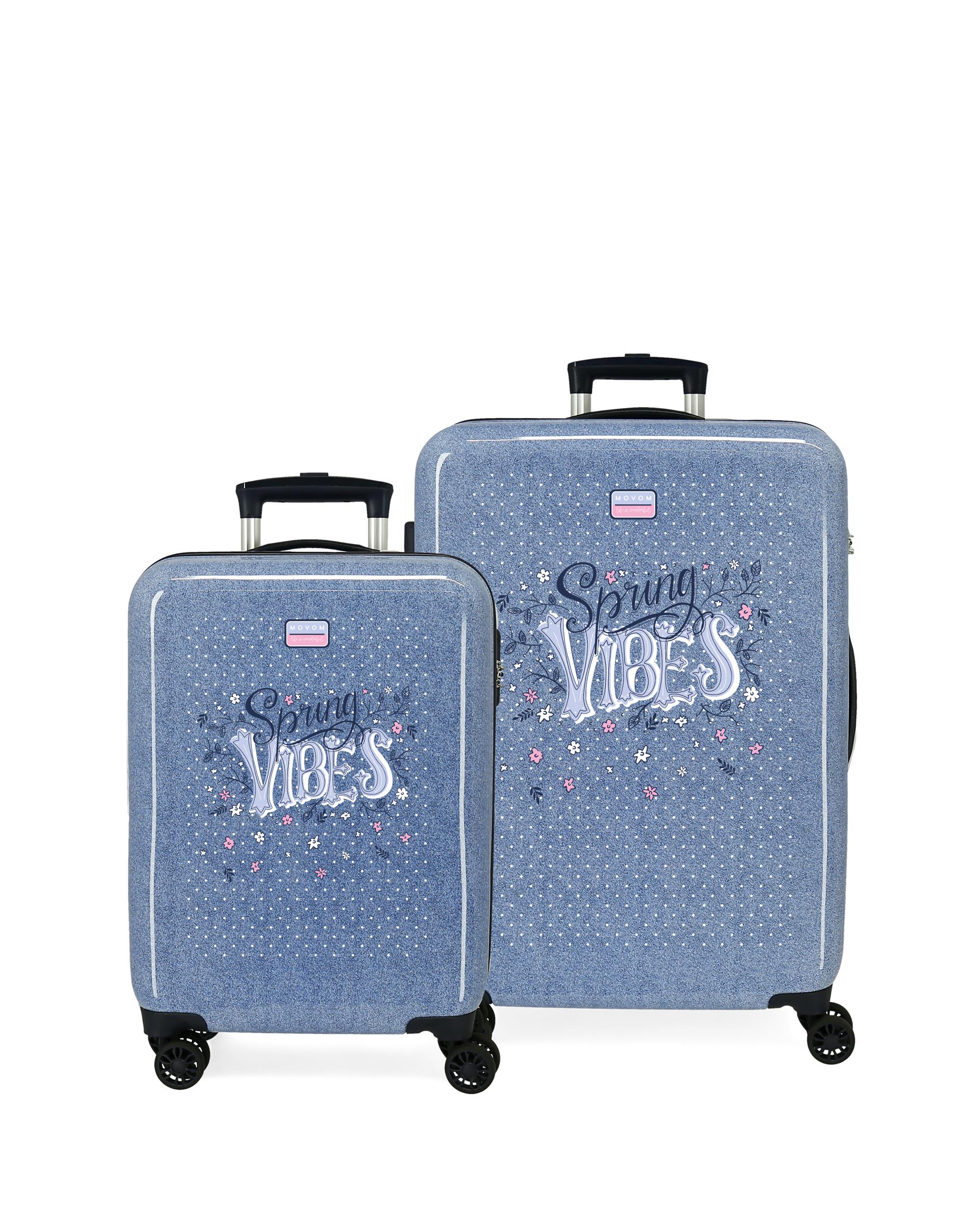 Conjunto de Malas 55-65 Cm Spring Vibes Abs Rígida com Capacidade de 91l Denim Azul-1