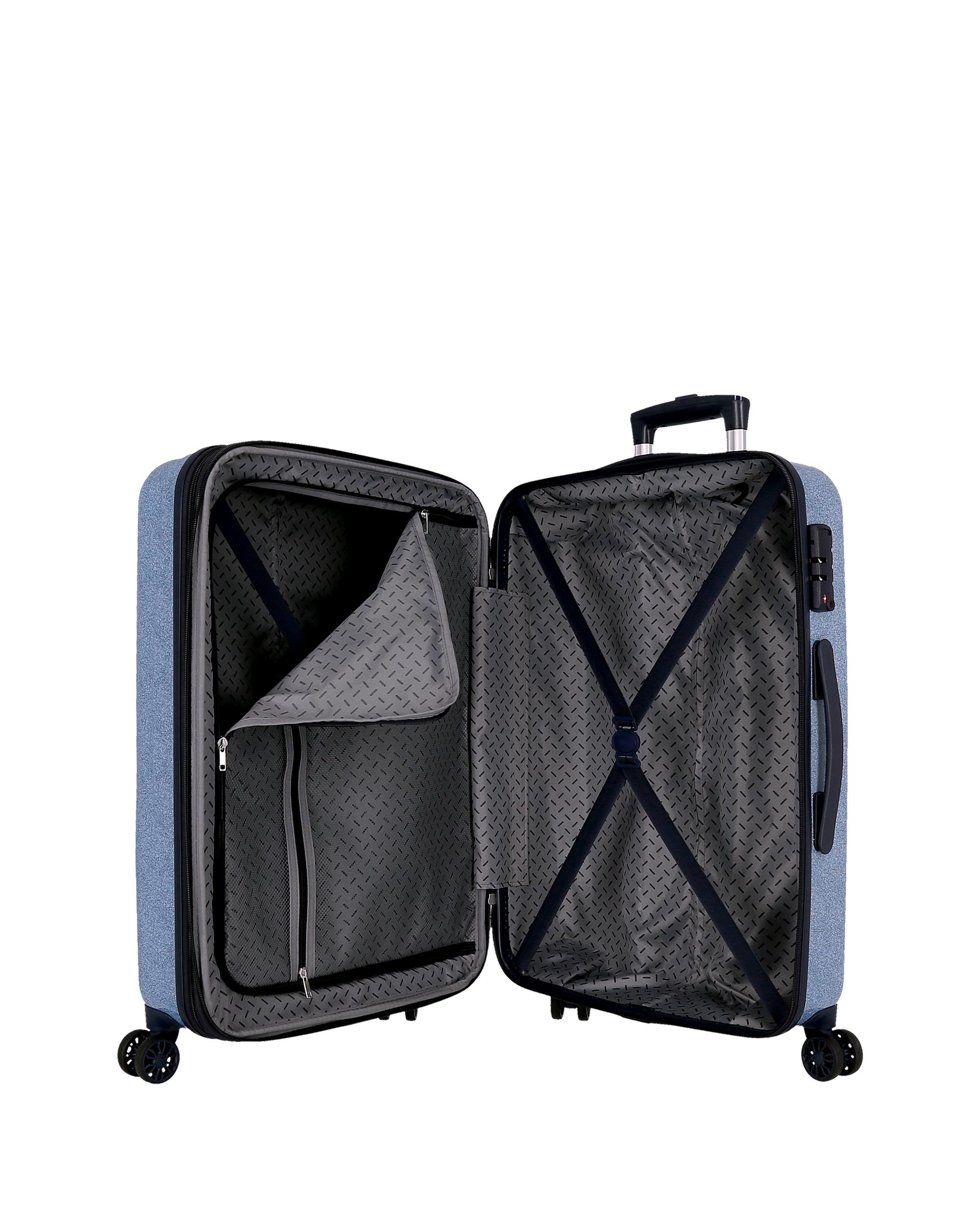 Conjunto de Malas 55-65 Cm Spring Vibes Abs Rígida com Capacidade de 91l Denim Azul-5