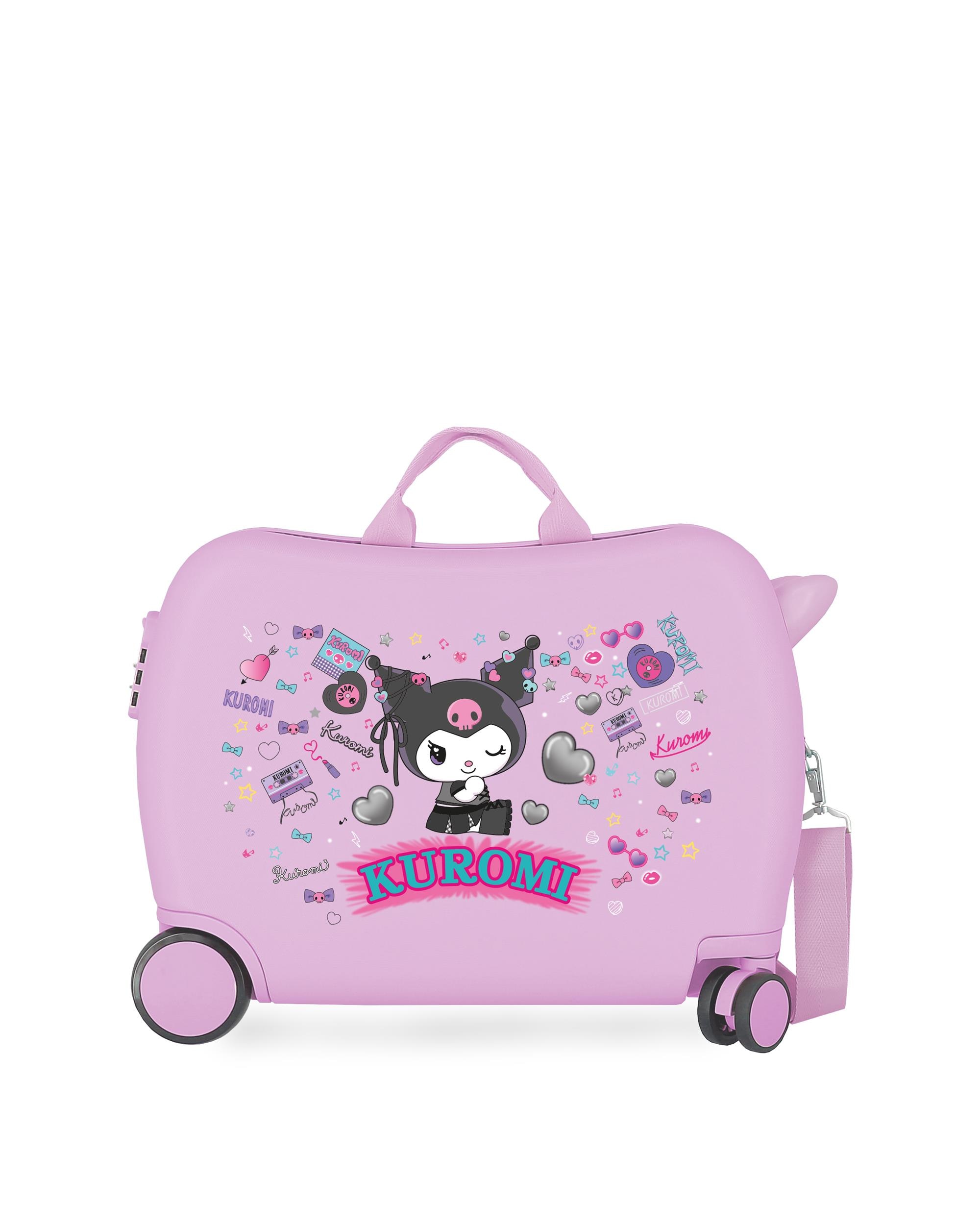 Mala Infantil 2 Rodas Multidirecionais 50 Cm Kuromi Retro Pop Abs Rígida com Capacidade de 34l Preto-1