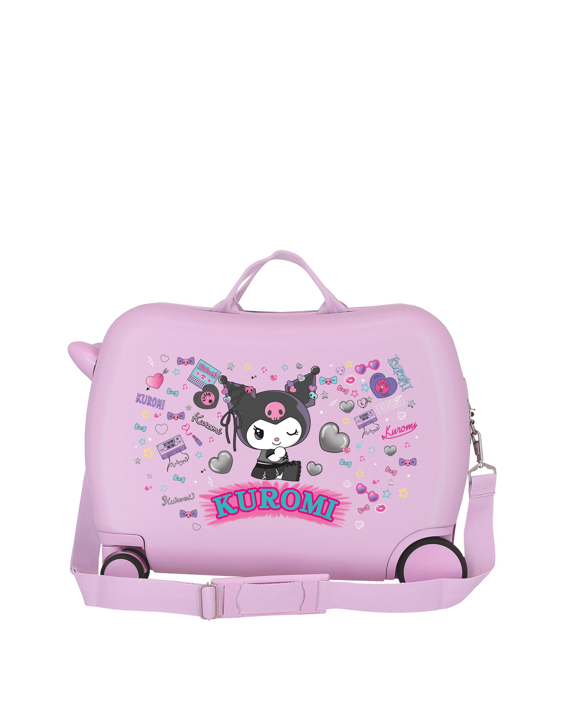 Mala Infantil 2 Rodas Multidirecionais 50 Cm Kuromi Retro Pop Abs Rígida com Capacidade de 34l Preto-3