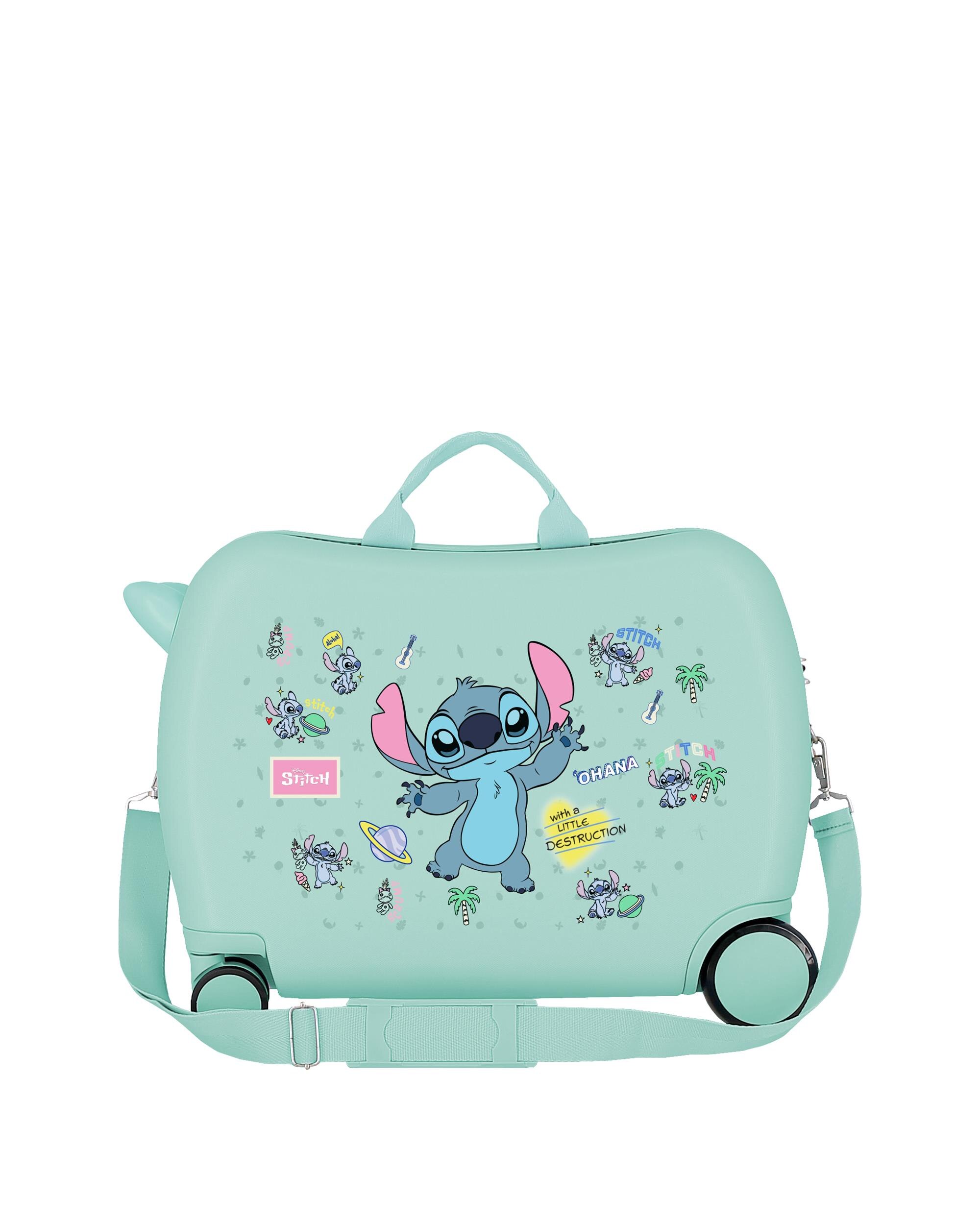 Mala Infantil 2 Rodas Multidirecionais 50 Cm Stitch Little Destruction Abs Rígida com Capacidade de 34l Azul-3