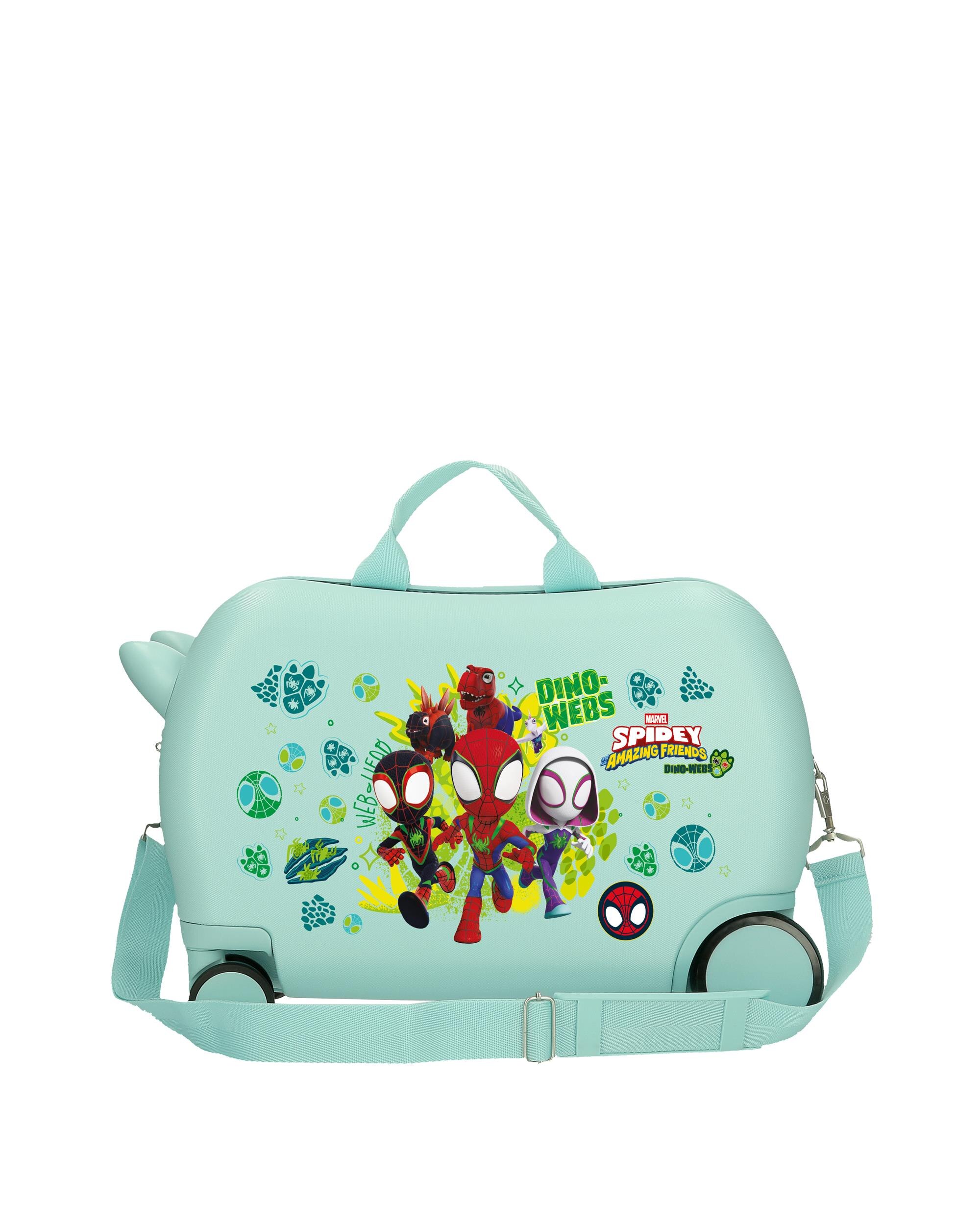 Maleta Infantil 2 Rodas Multidirecionais 45 Cm Dino-webs Abs Rígida com Capacidade de 24,6l Verde-claro-3