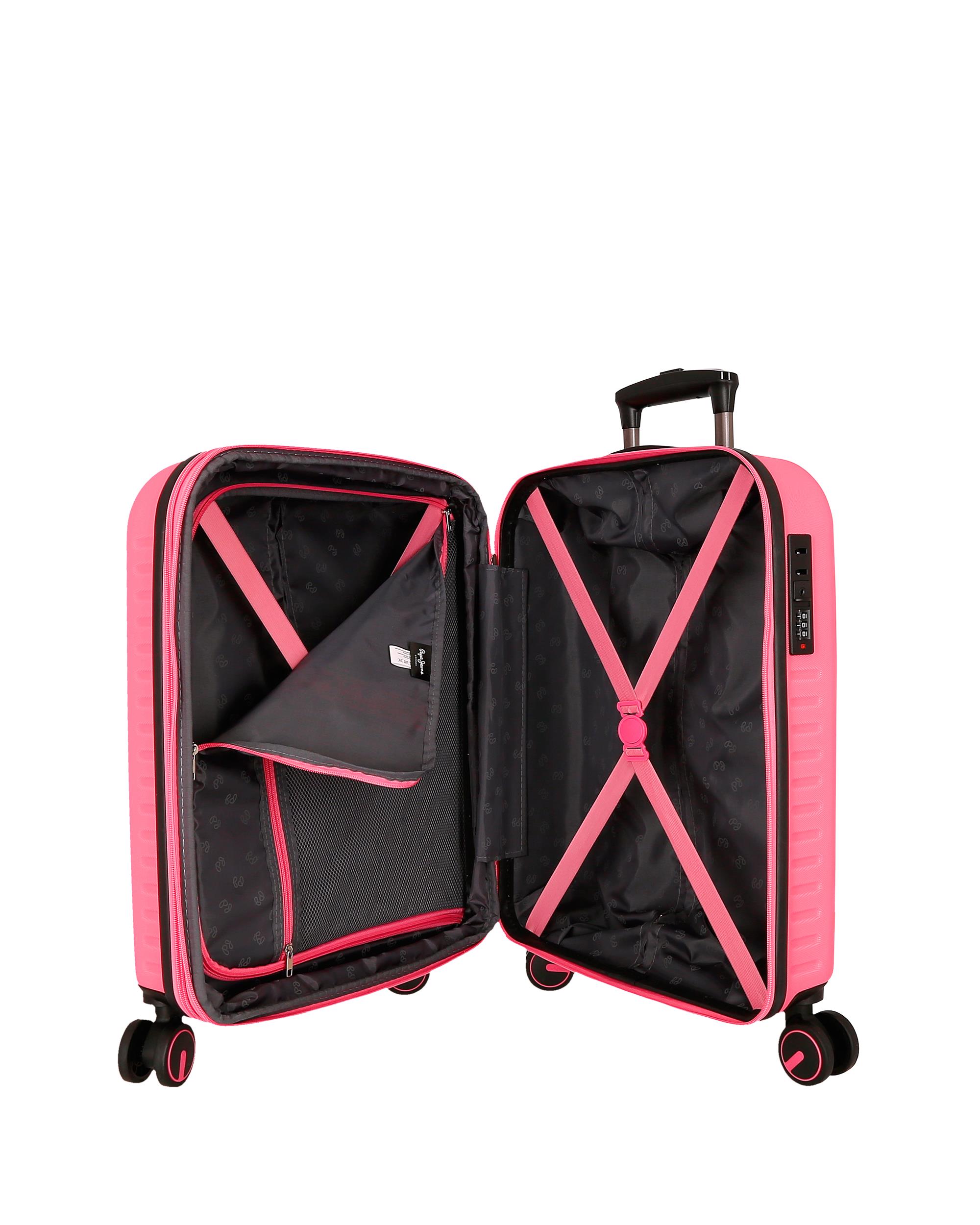 Mala de Cabine 55 Cm Expansível Pjl Evelyn Abs Rígida Até 44 L Fúcsia Rosa-5
