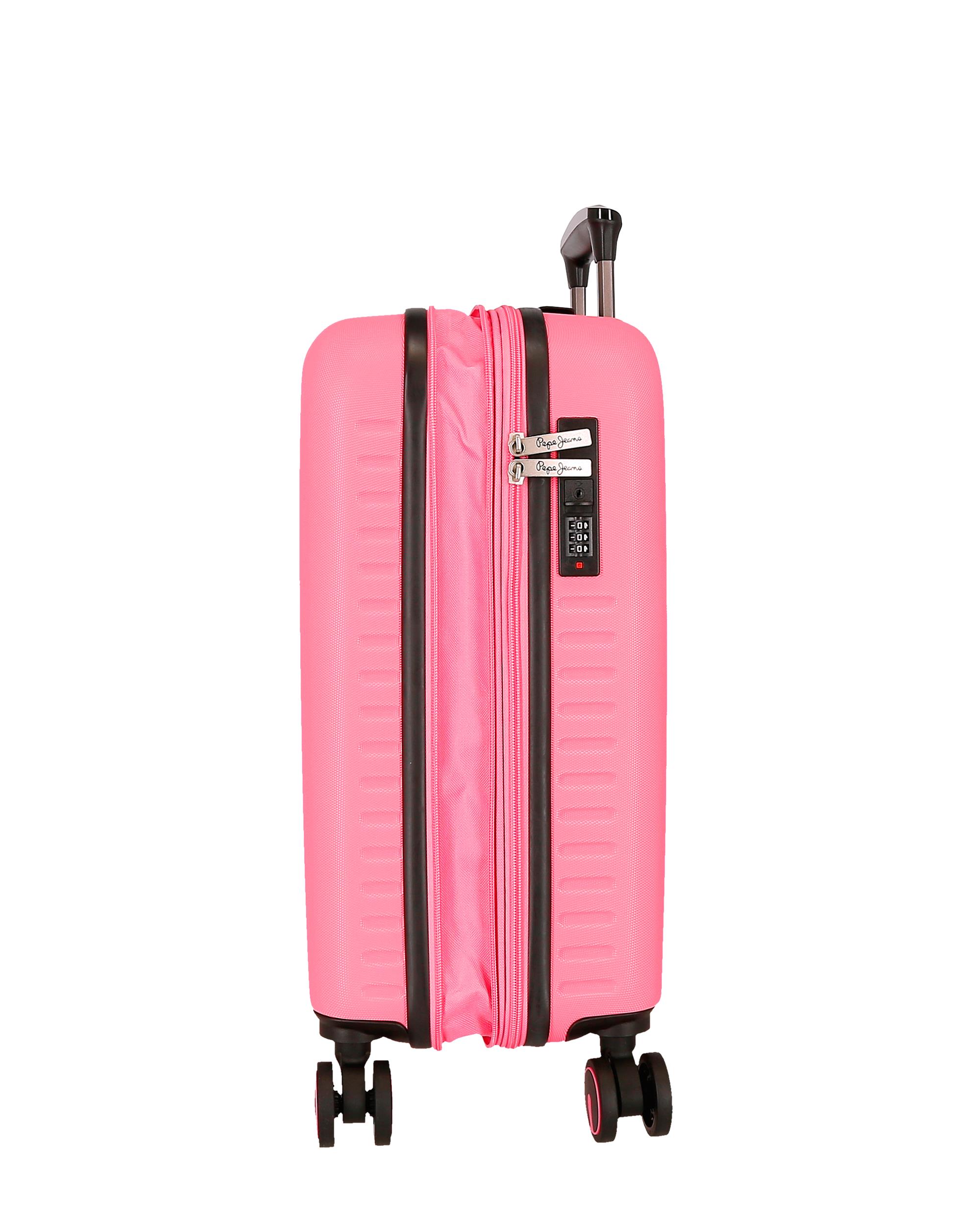 Mala de Cabine 55 Cm Expansível Pjl Evelyn Abs Rígida Até 44 L Fúcsia Rosa-6