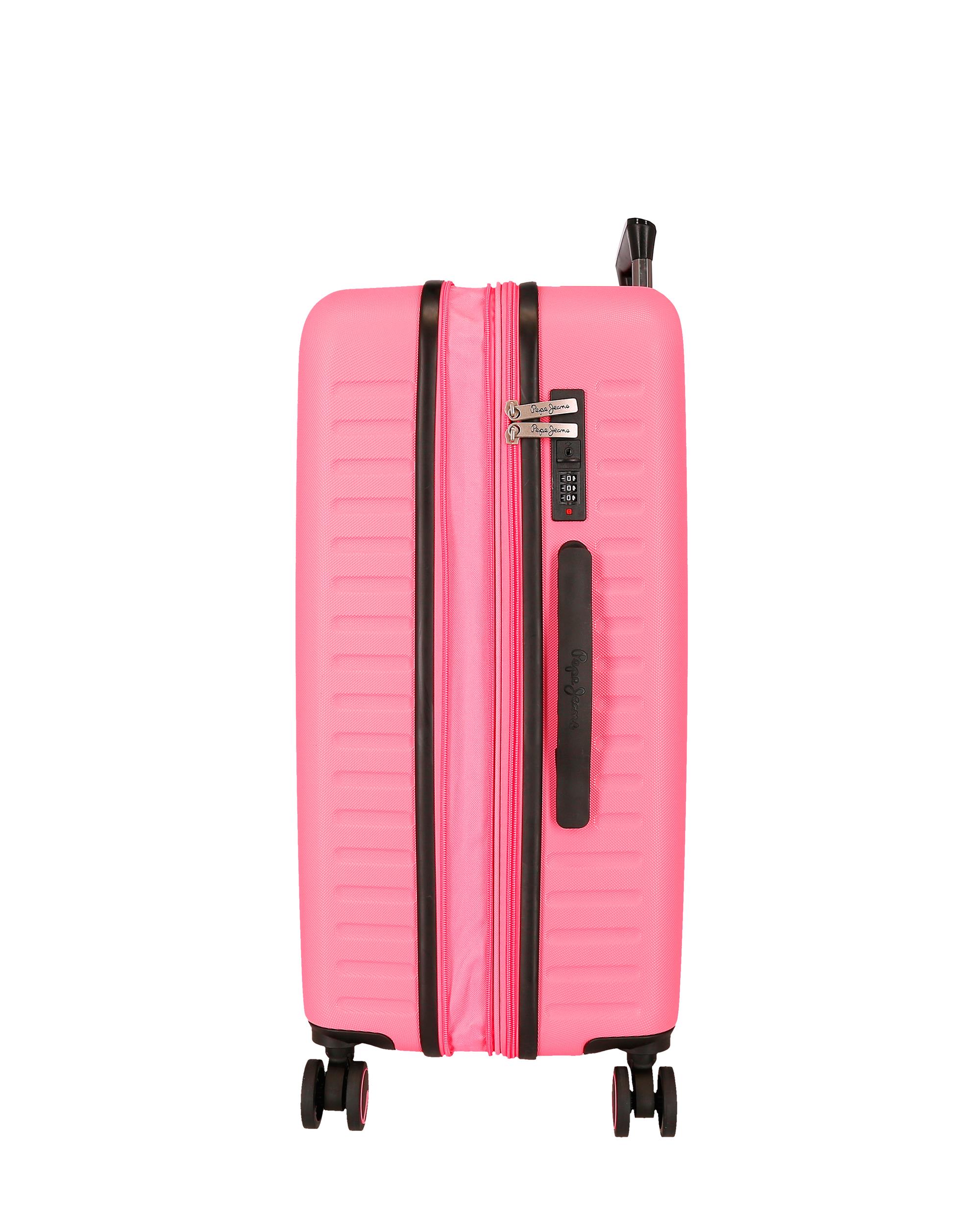 Conjunto de Malas 55-68 Cm Expandível Pjl Evelyn Abs Rígida Até 109 L em Fúcsia Rosa-6