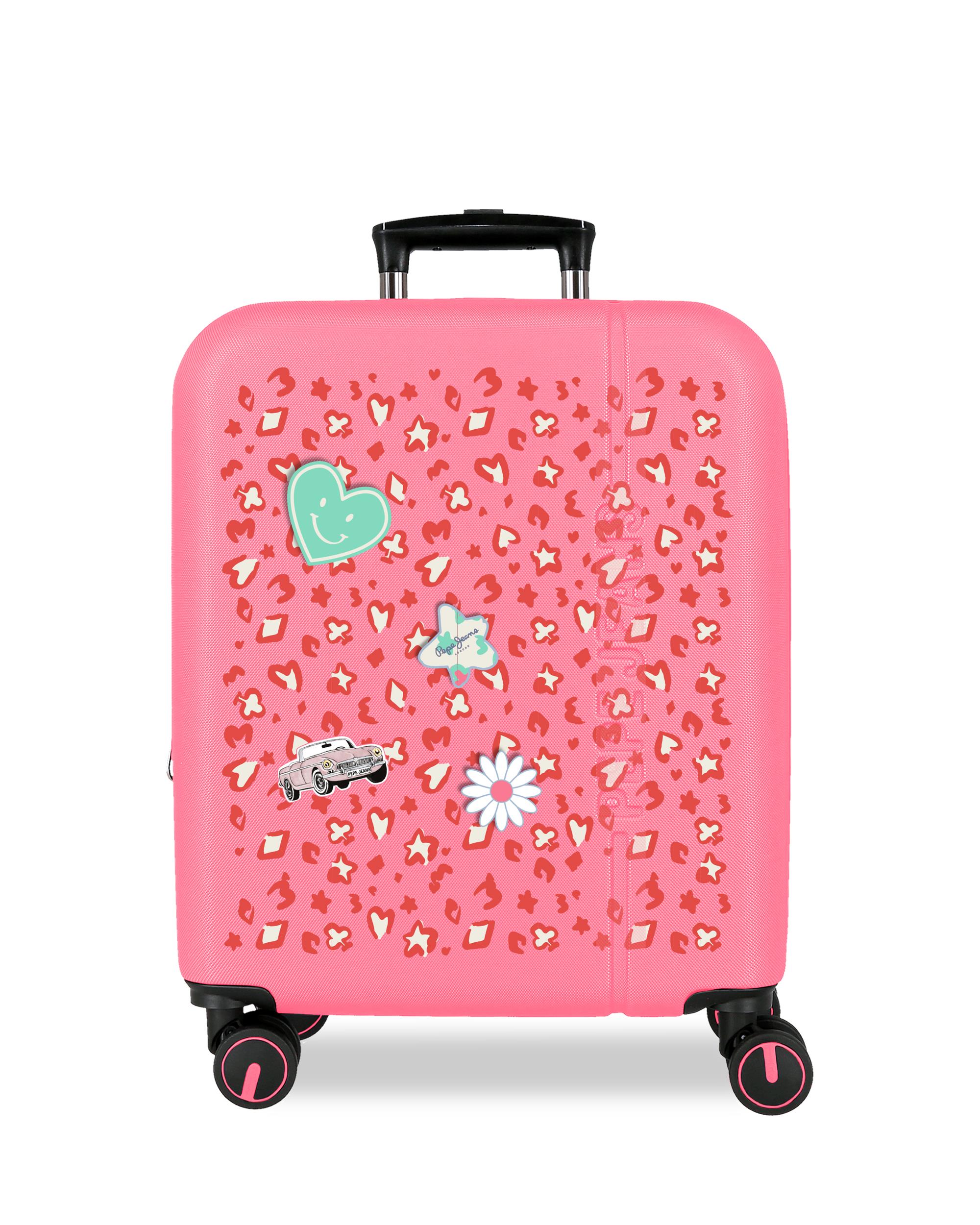 Mala de Cabine 55 Cm Pjl Evelyn Abs Rígida com Capacidade de 44l Rosa-1