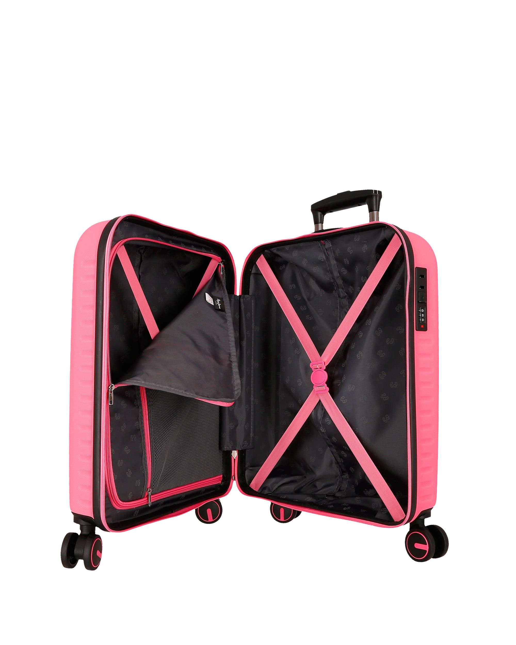 Mala de Cabine 55 Cm Pjl Evelyn Abs Rígida com Capacidade de 44l Fúcsia Rosa-5