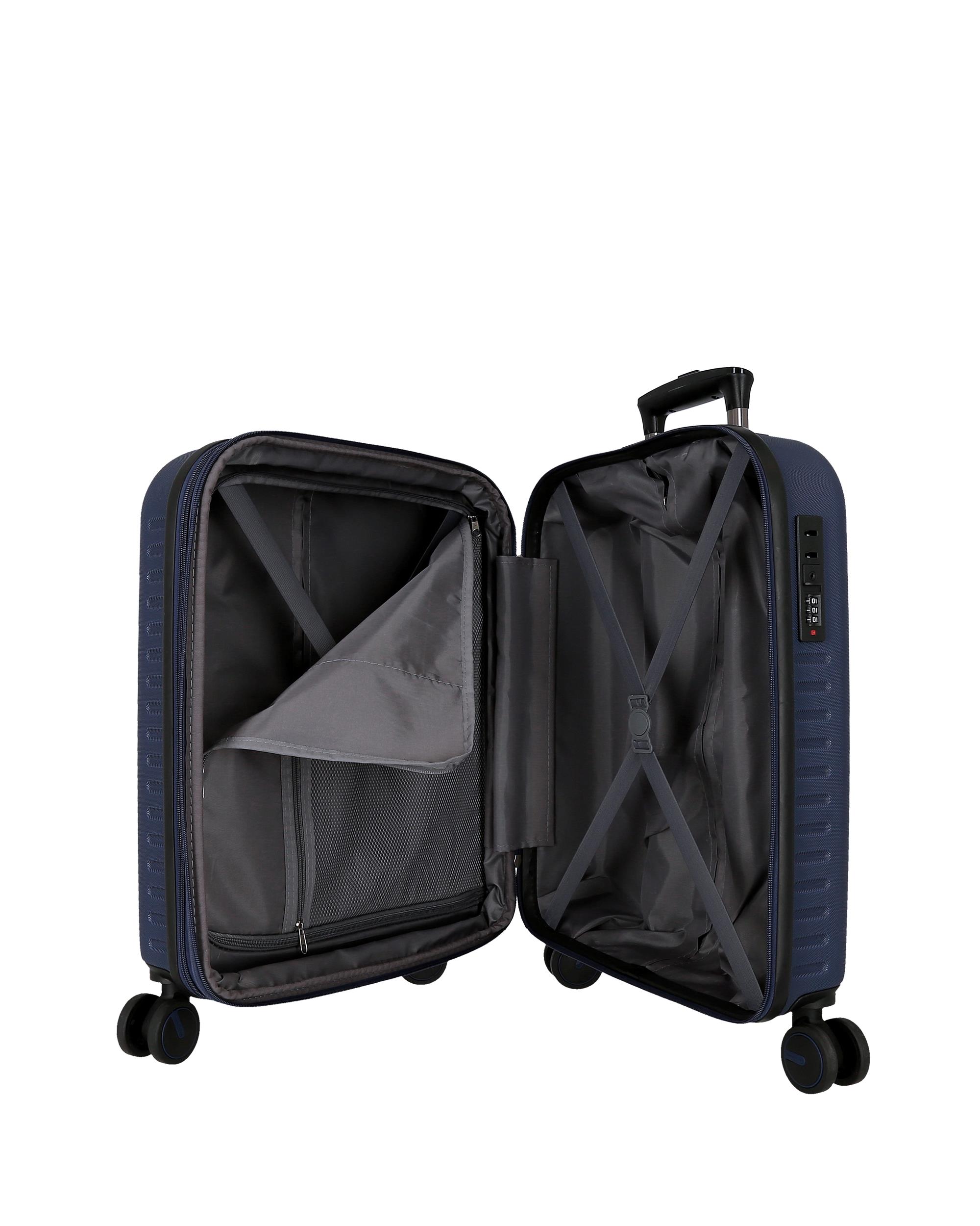 Mala de Cabine 55 Cm Expandível Pjl Lenay Abs Rígida Até 44 L em Marinho Azul-5