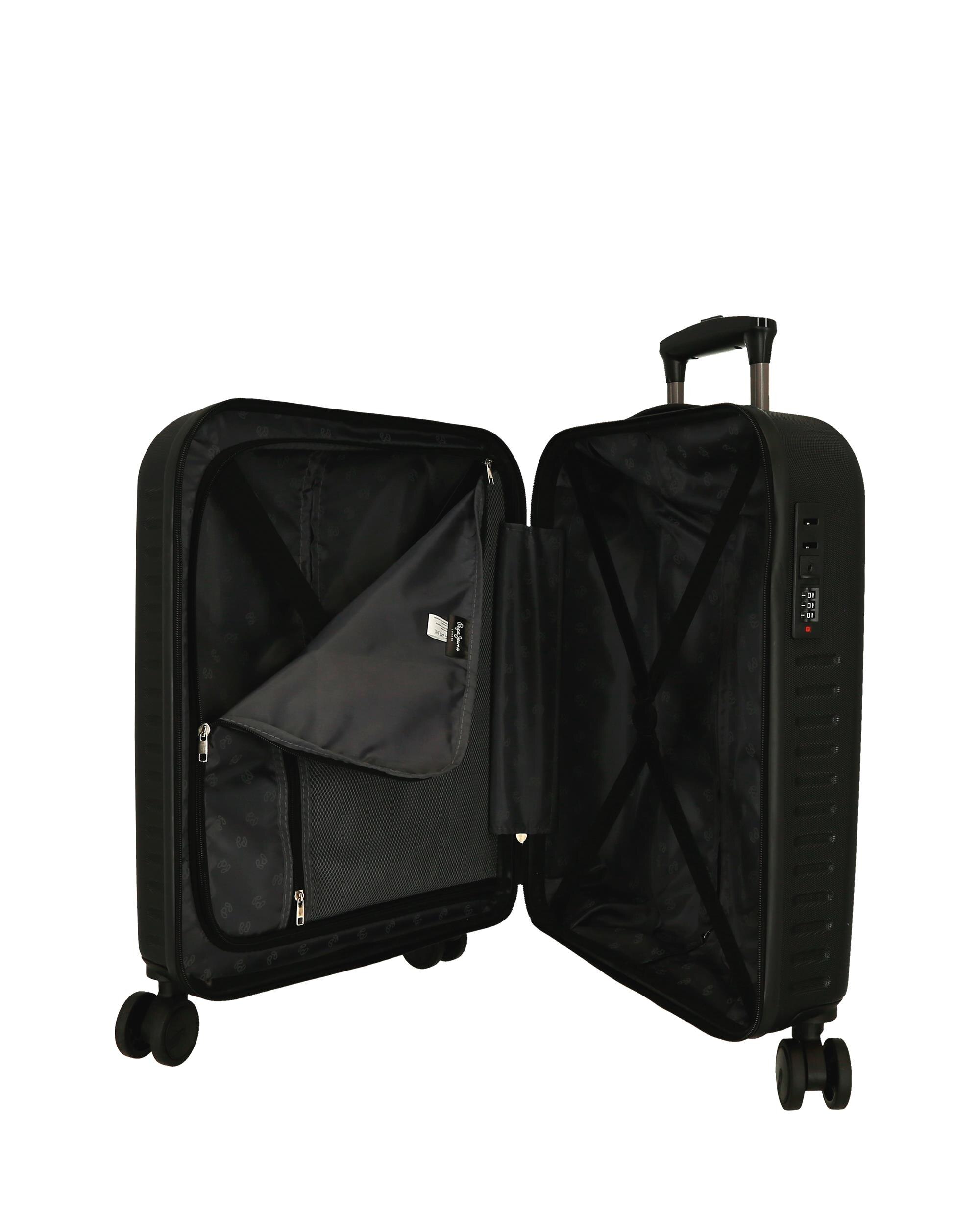 Mala de Cabine 55 Cm Pjl Edward Abs Rígida com Capacidade de 44l em Preto Preto-5
