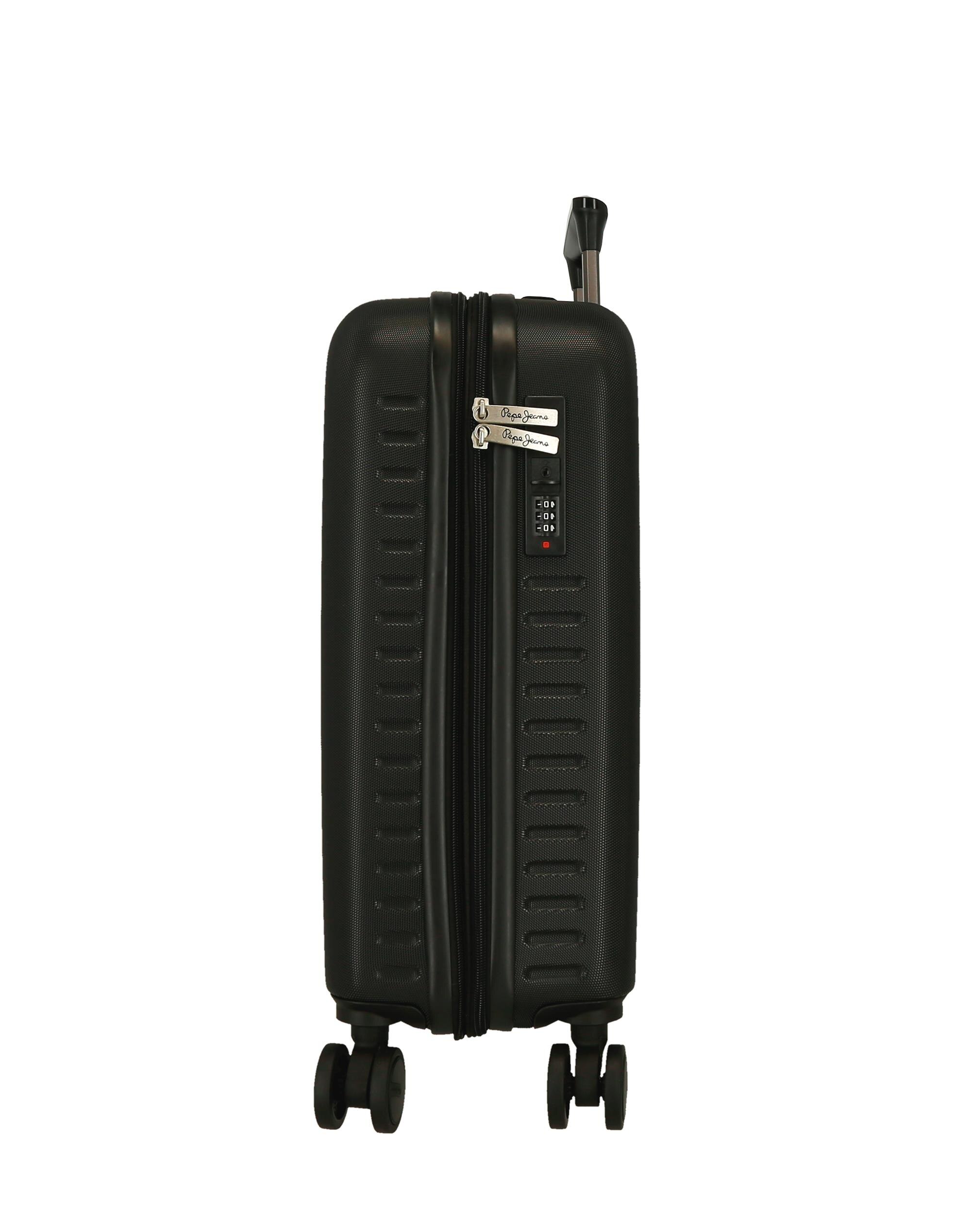 Mala de Cabine 55 Cm Expansível Pjl Aris Abs Rígida Até 44 L em Marinho Preto-2