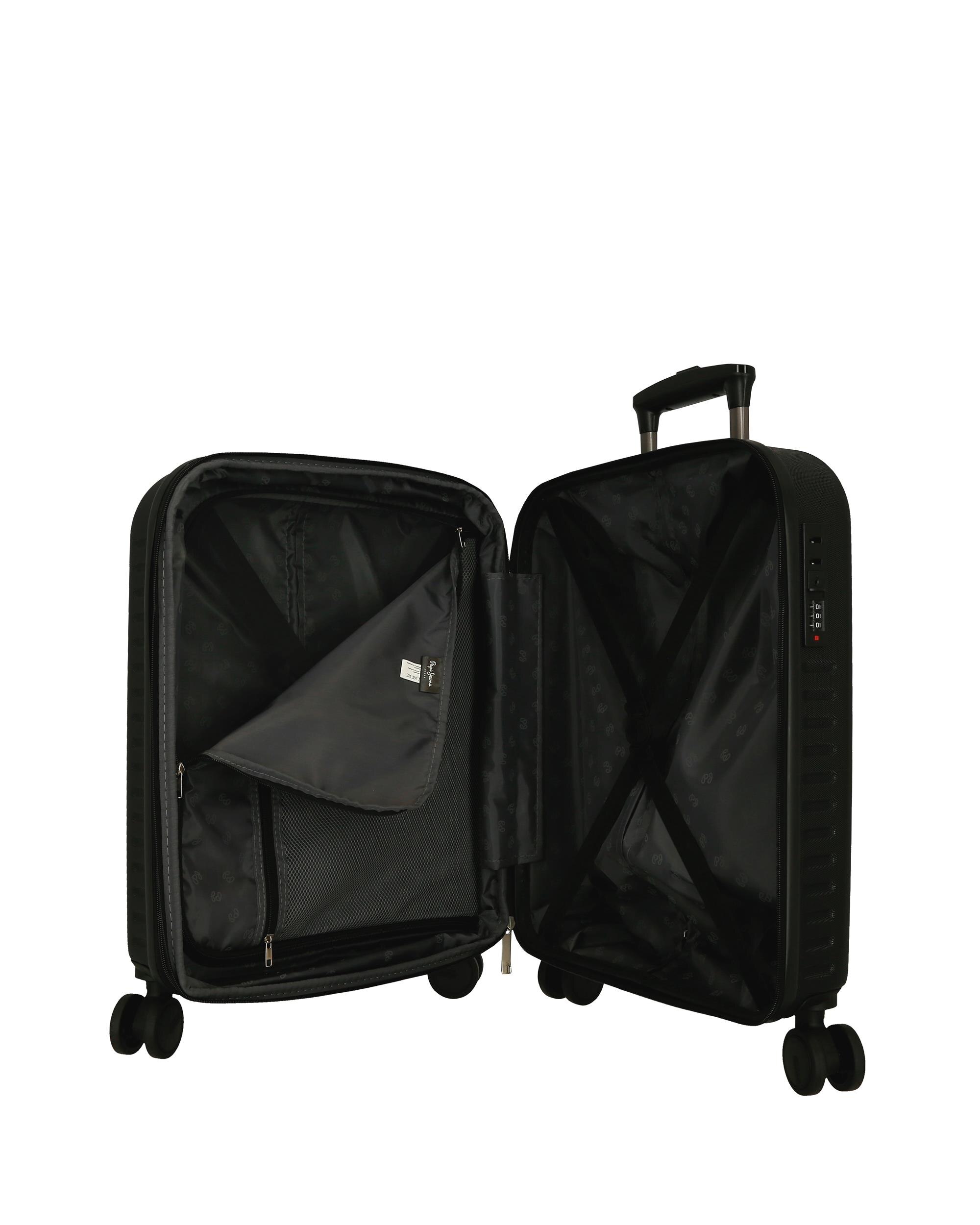 Mala de Cabine 55 Cm Expansível Pjl Aris Abs Rígida Até 44 L em Marinho Preto-5