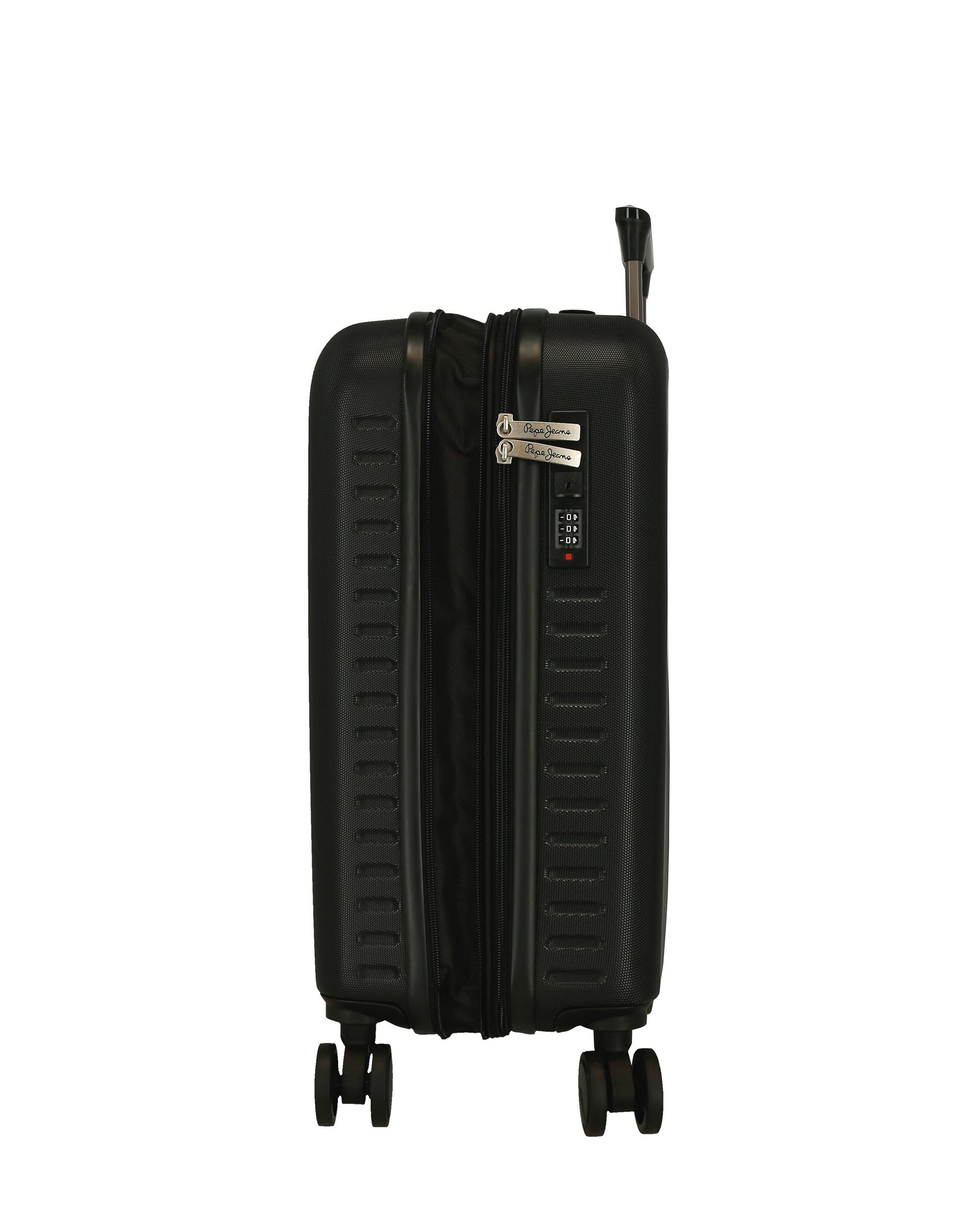 Mala de Cabine 55 Cm Expansível Pjl Aris Abs Rígida Até 44 L em Marinho Preto-6