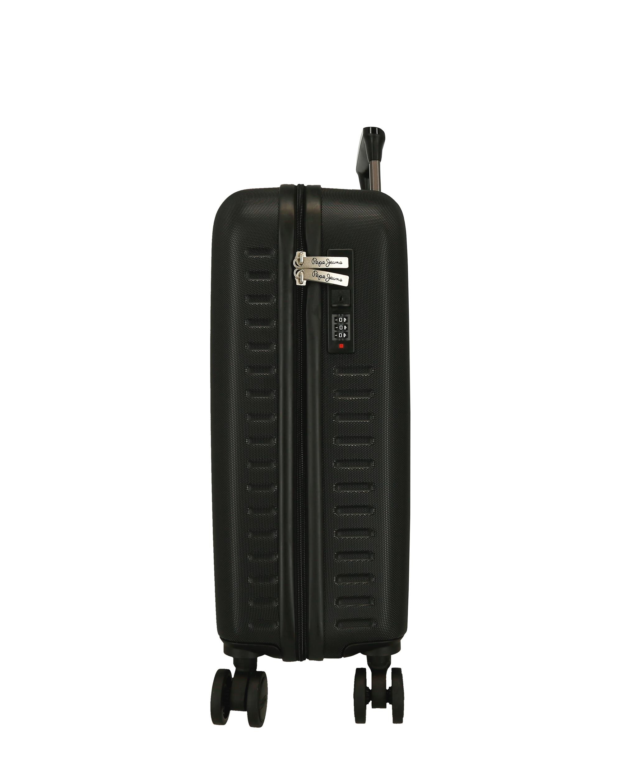 Mala de Cabine 55 Cm Pjl Aris Abs Rígida com Capacidade de 44l em Marinho Preto-2