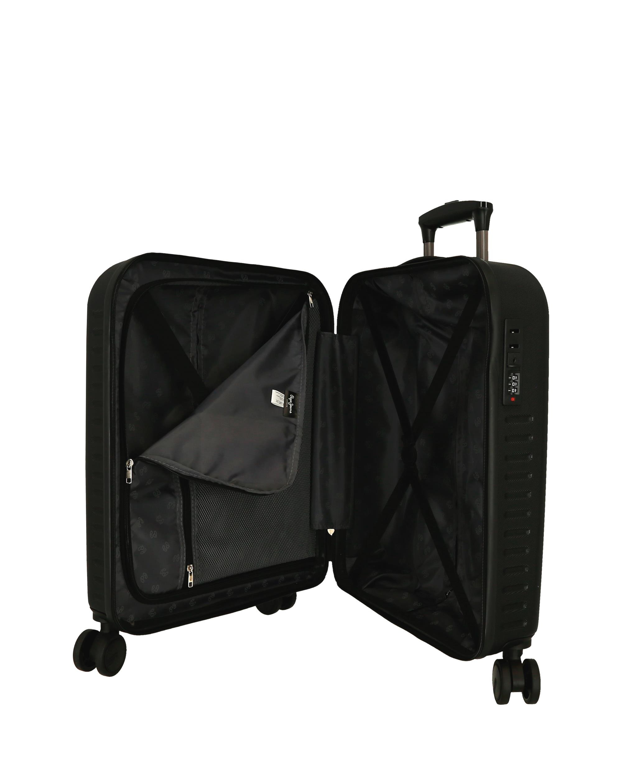 Mala de Cabine 55 Cm Pjl Aris Abs Rígida com Capacidade de 44l em Marinho Preto-5