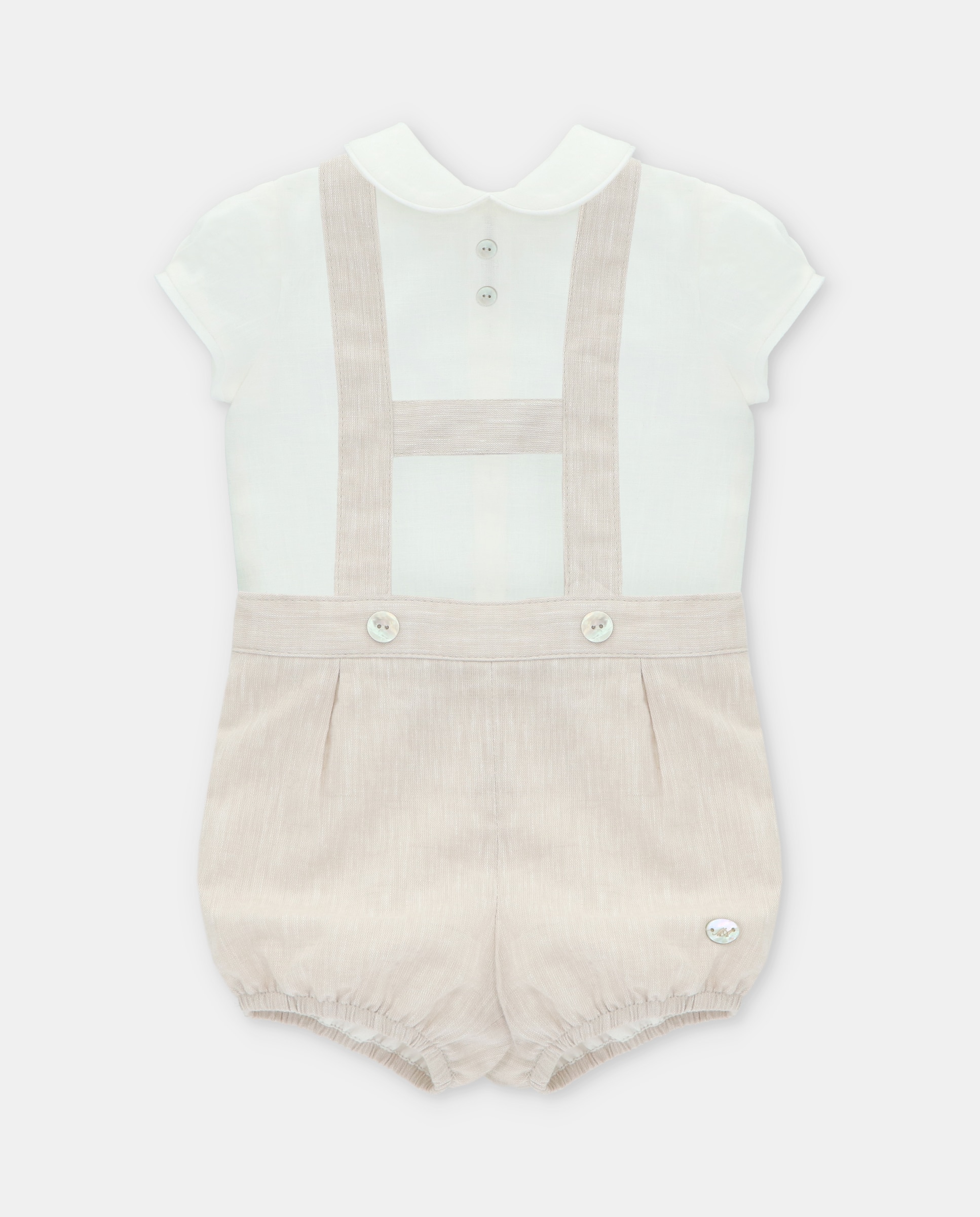 Imagem 0 de Conjunto de Algodão para Bebé de Camisa e Bombacha com Alças
