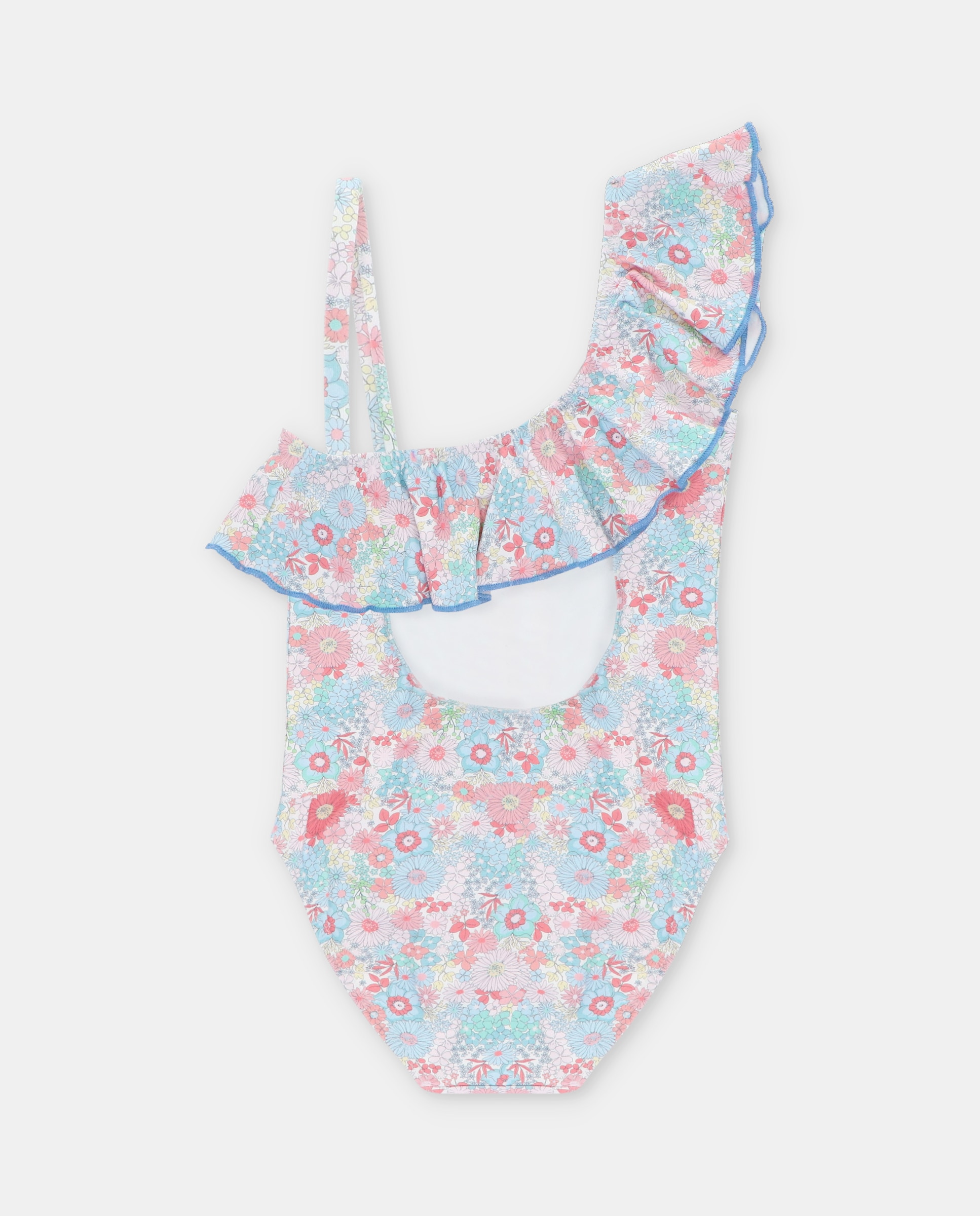 Fato de Banho Infantil com Estampado de Flores Coral-2