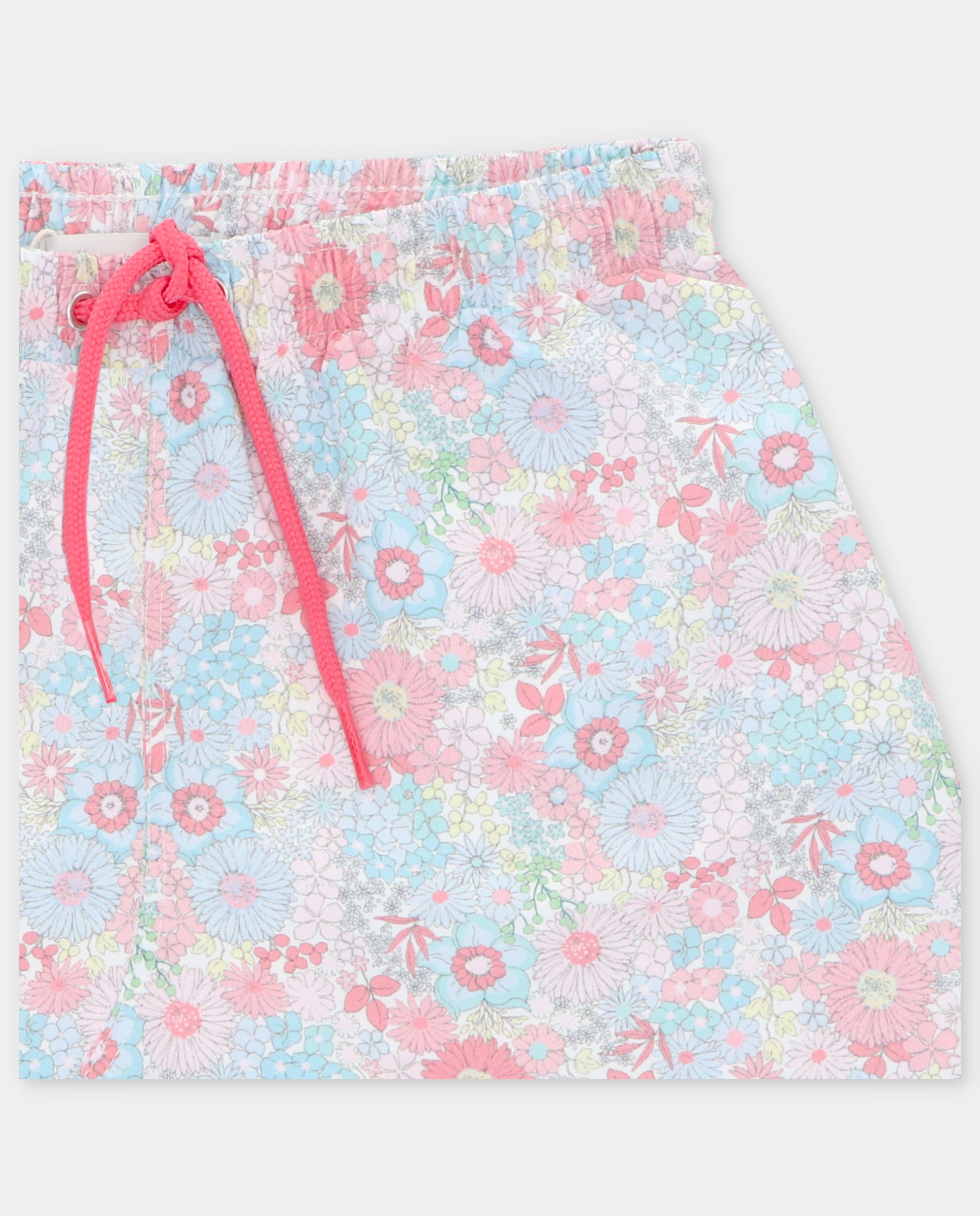 Fato de Banho Infantil com Estampado de Flores e Cordão de Ajuste Martín Aranda Coral-3