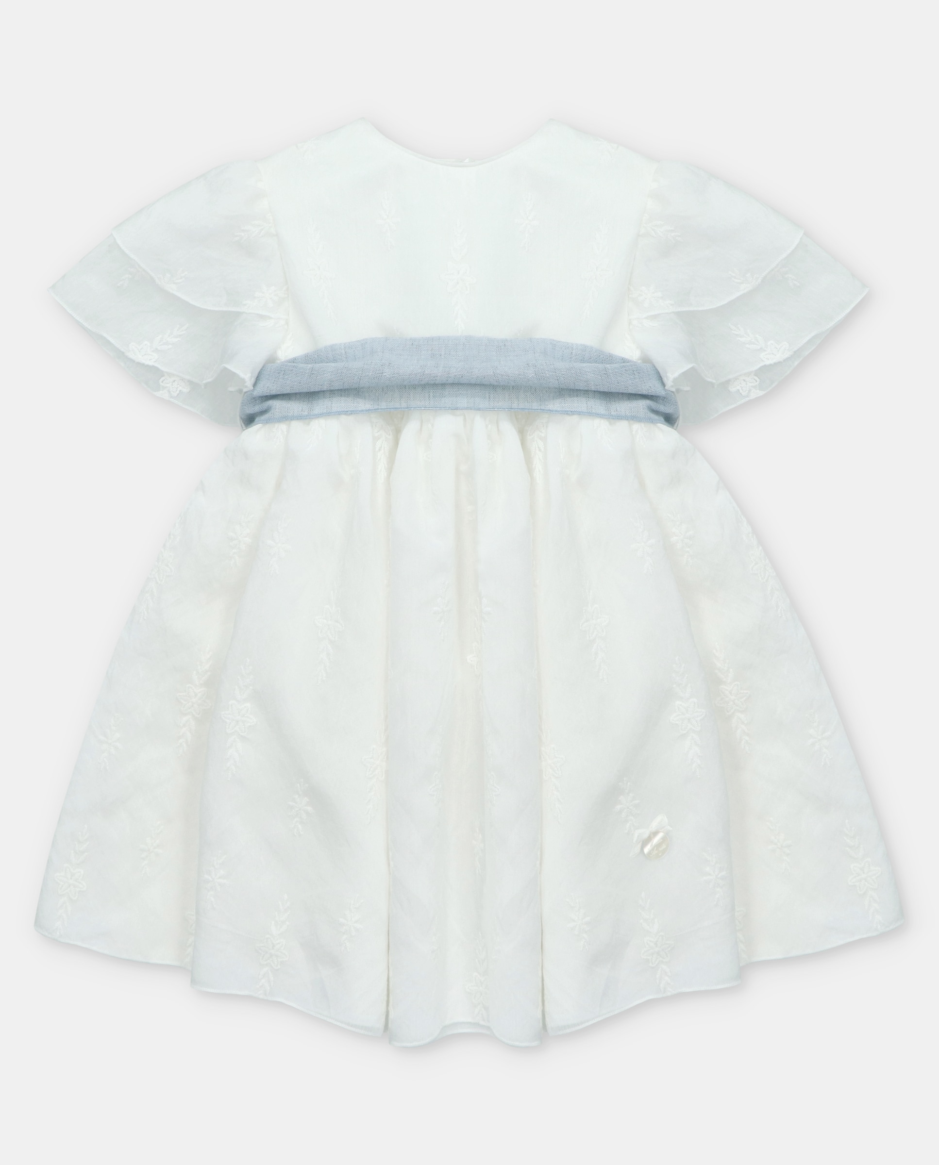 Imagem 0 de Vestido para Bebé de Tecido Bordado de Fantasia e Cinto em Contraste