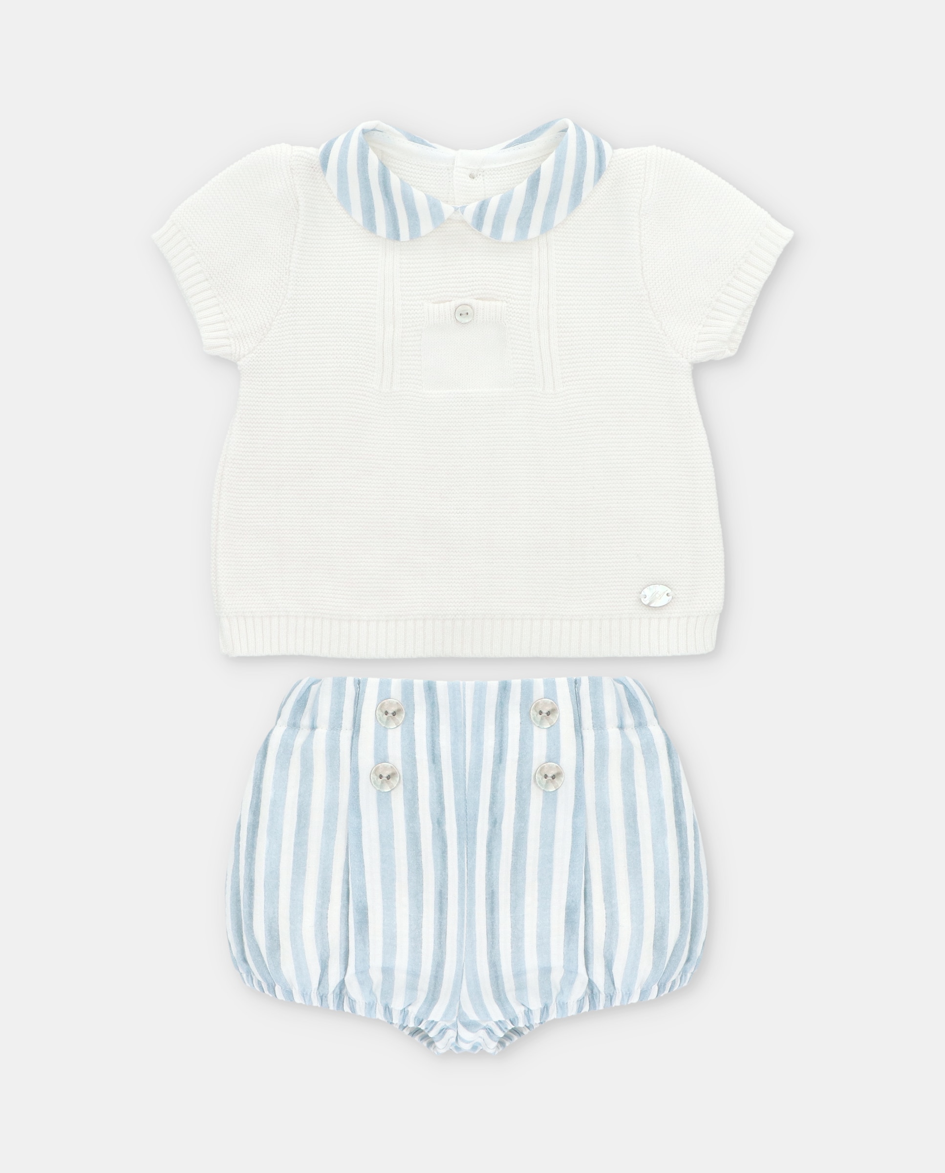 Imagem 0 de Conjunto para Bebé de Niqui de Malha e Bombacho Estampado Às Riscas