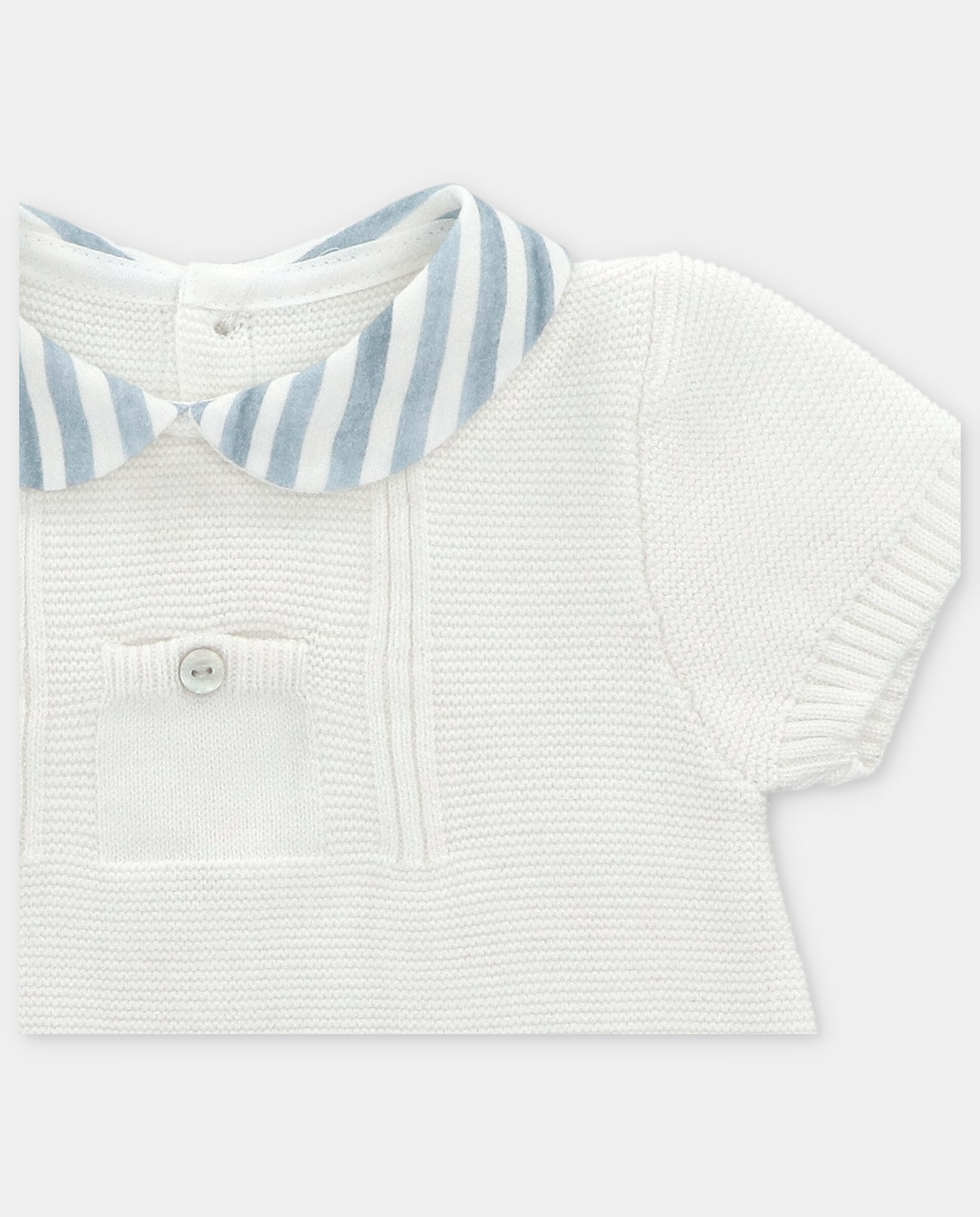 Conjunto para Bebé de Niqui de Malha e Bombacho Estampado Às Riscas Azul-3