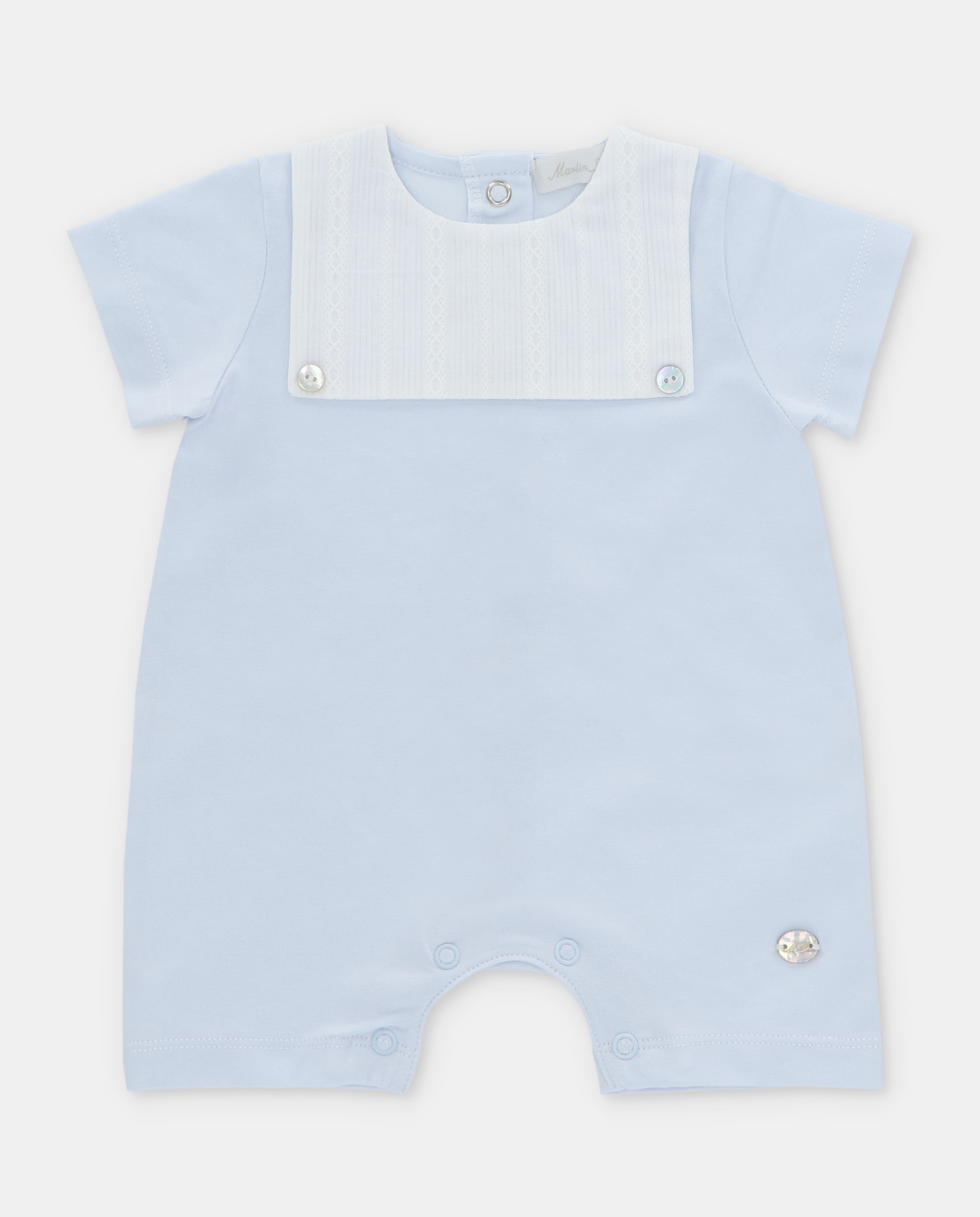 Imagem 0 de Pijama Pelele para Bebé Interlock com Peitilho Bordado em Contraste