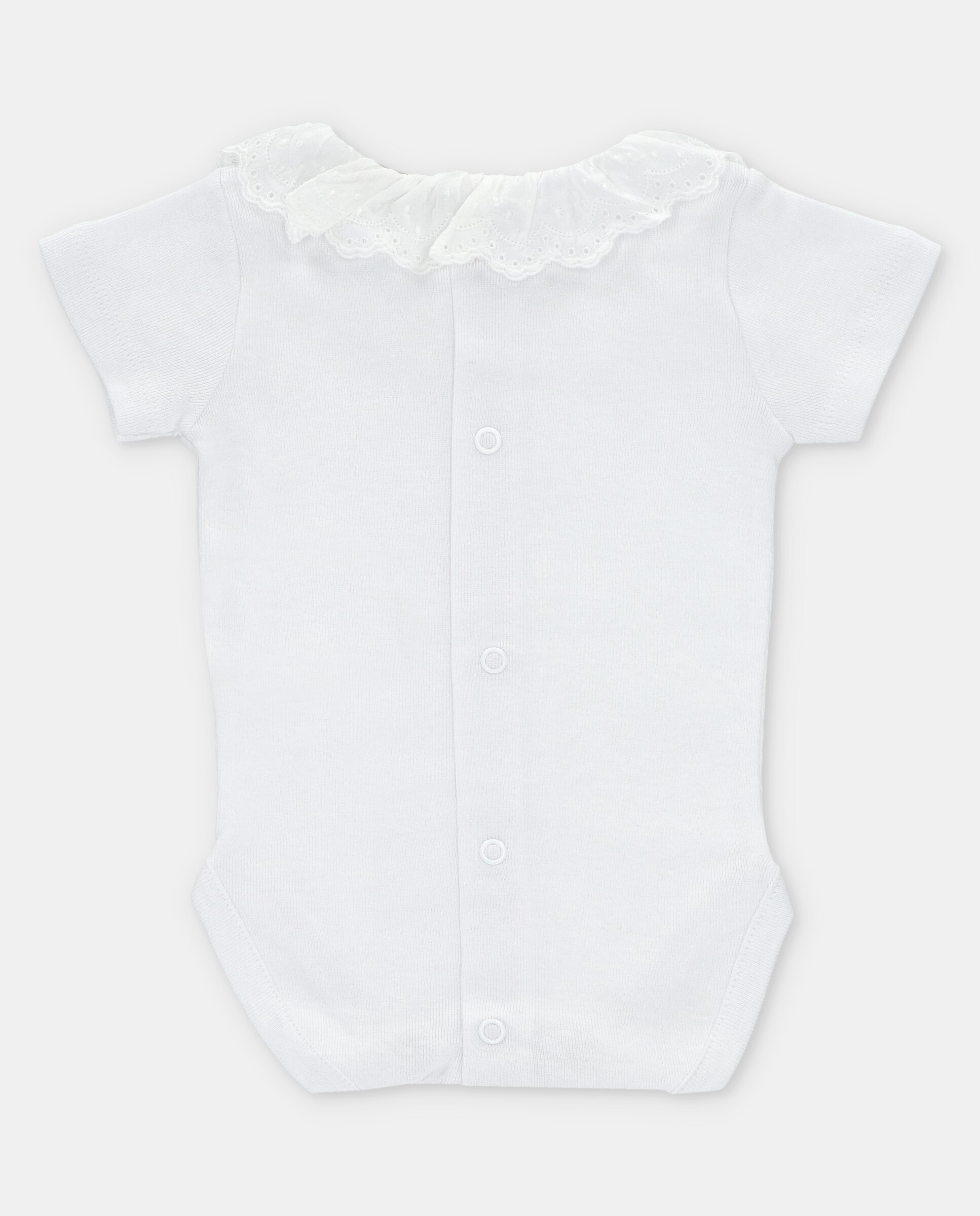Body de Vestir Infantil Interlock com Gola Bordada Martín Aranda Branco-2