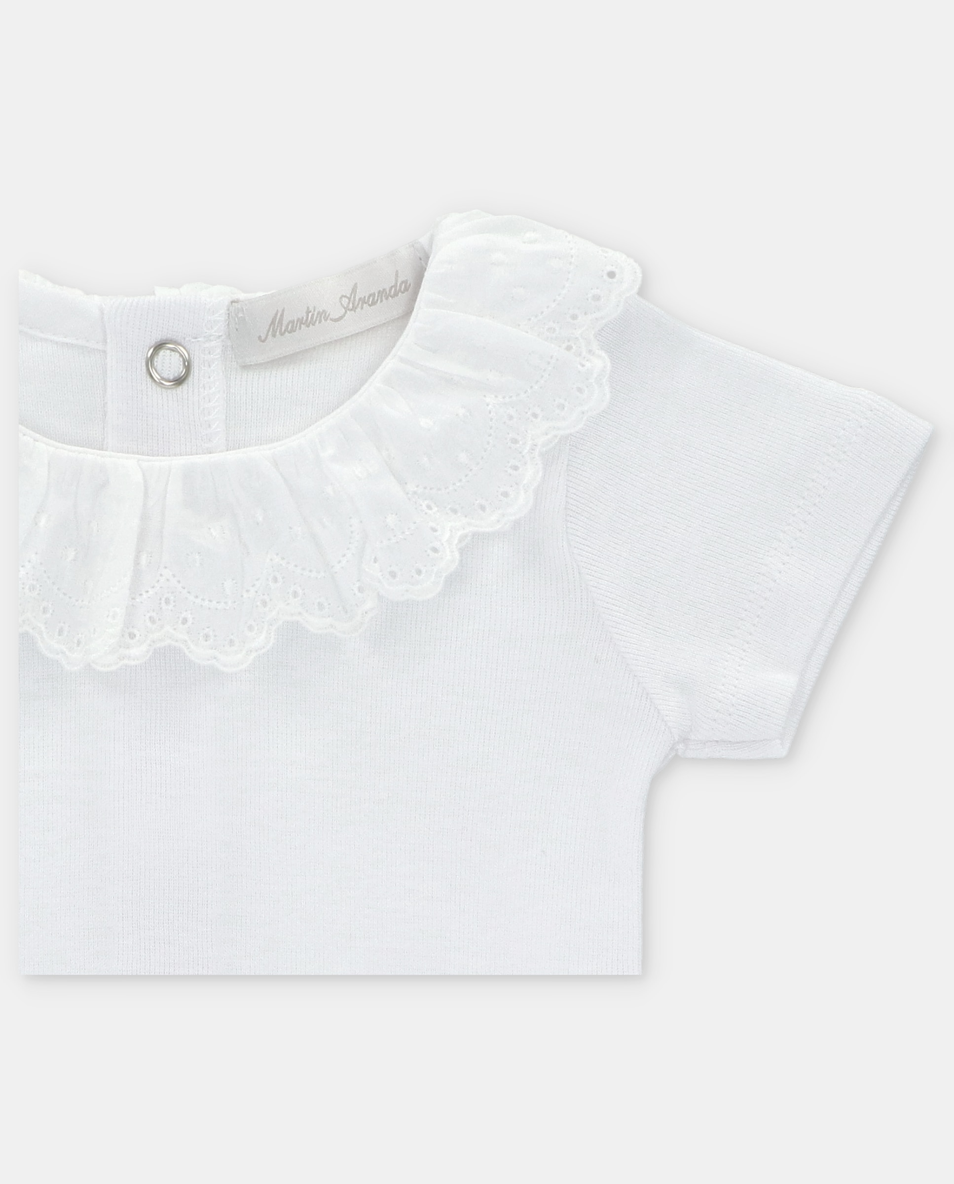 Body de Vestir Infantil Interlock com Gola Bordada Martín Aranda Branco-3