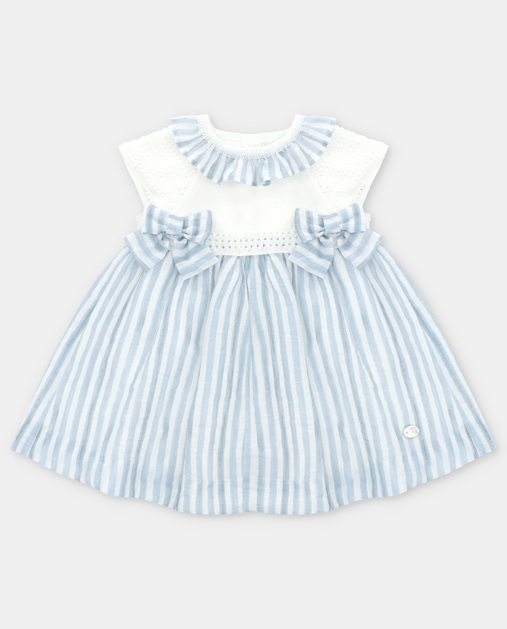 Imagem 0 de Vestido para Bebé Combinado com Estampado Às Riscas