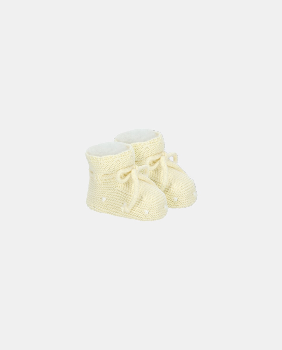 Botinhas para Bebés de Malha com Bodoques Martín Aranda Amarelo-2
