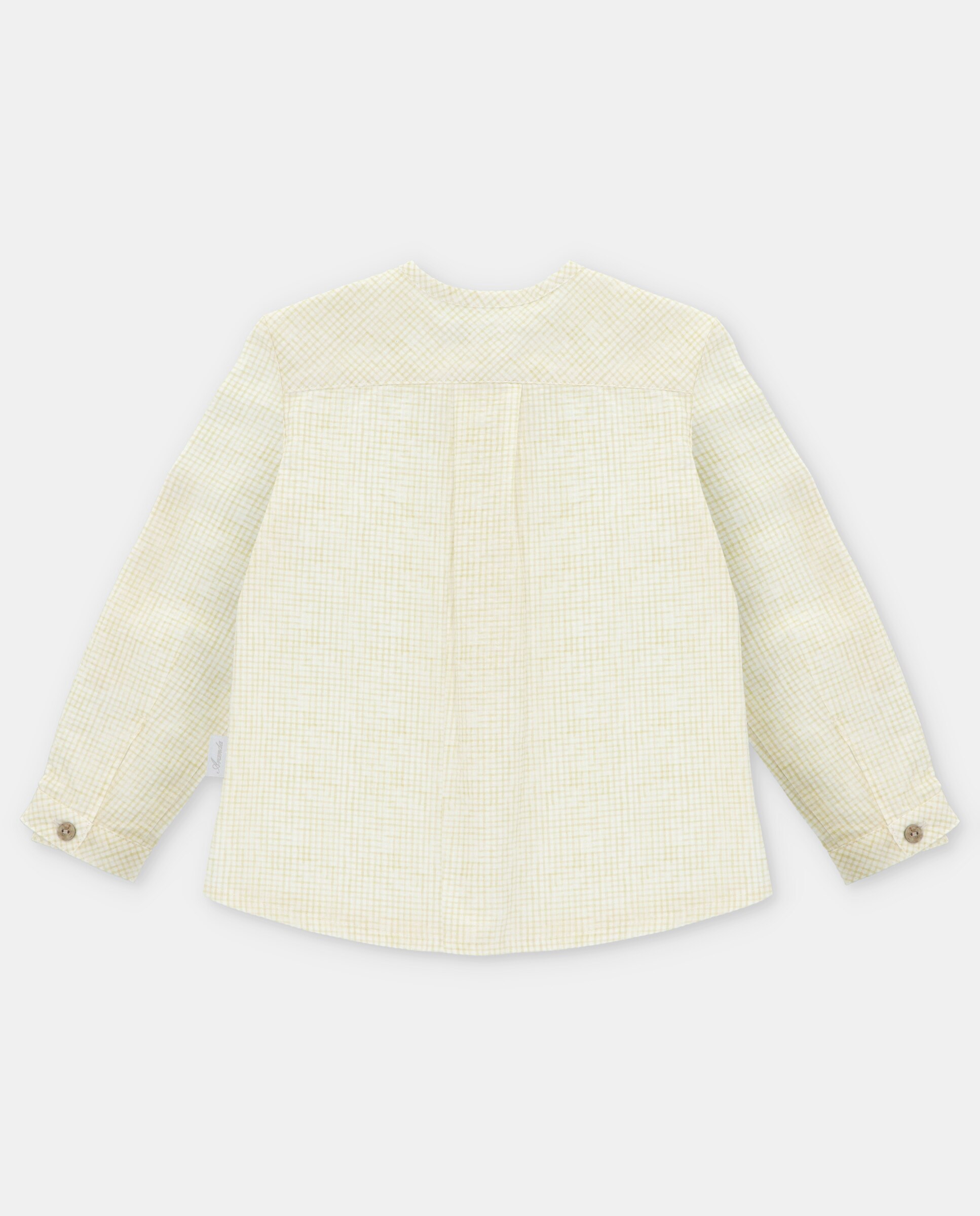 Camisa para Bebé com Gola À Padre e Microestampado Aos Quadrados Martín Aranda Amarelo-2