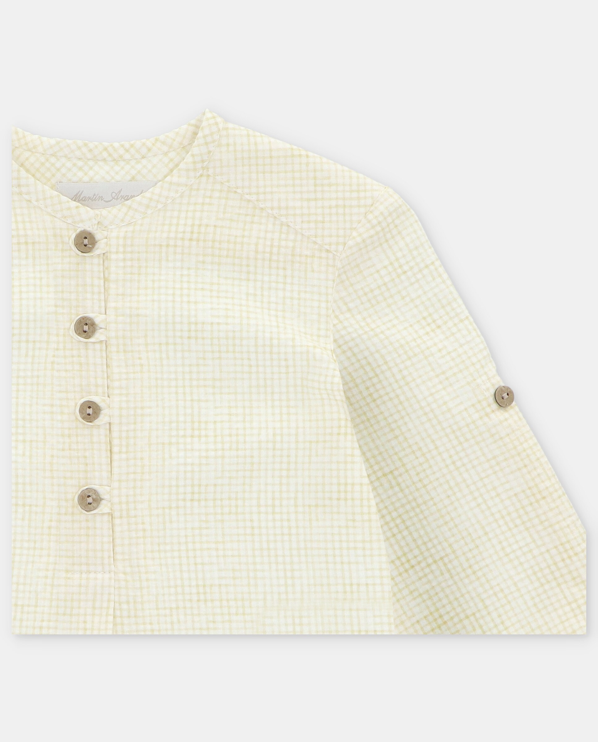 Camisa para Bebé com Gola À Padre e Microestampado Aos Quadrados Martín Aranda Amarelo-3