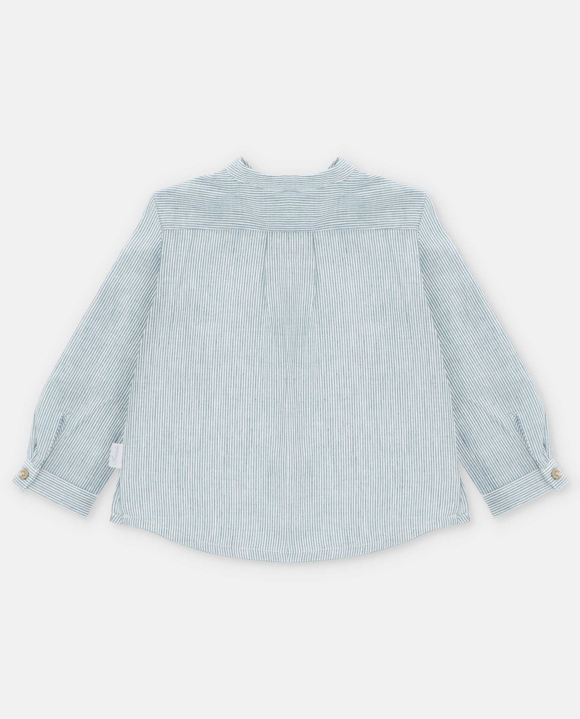 Camisa para Bebé com Gola À Padre e Microestampado Às Riscas Martín Aranda Azul-celeste-2