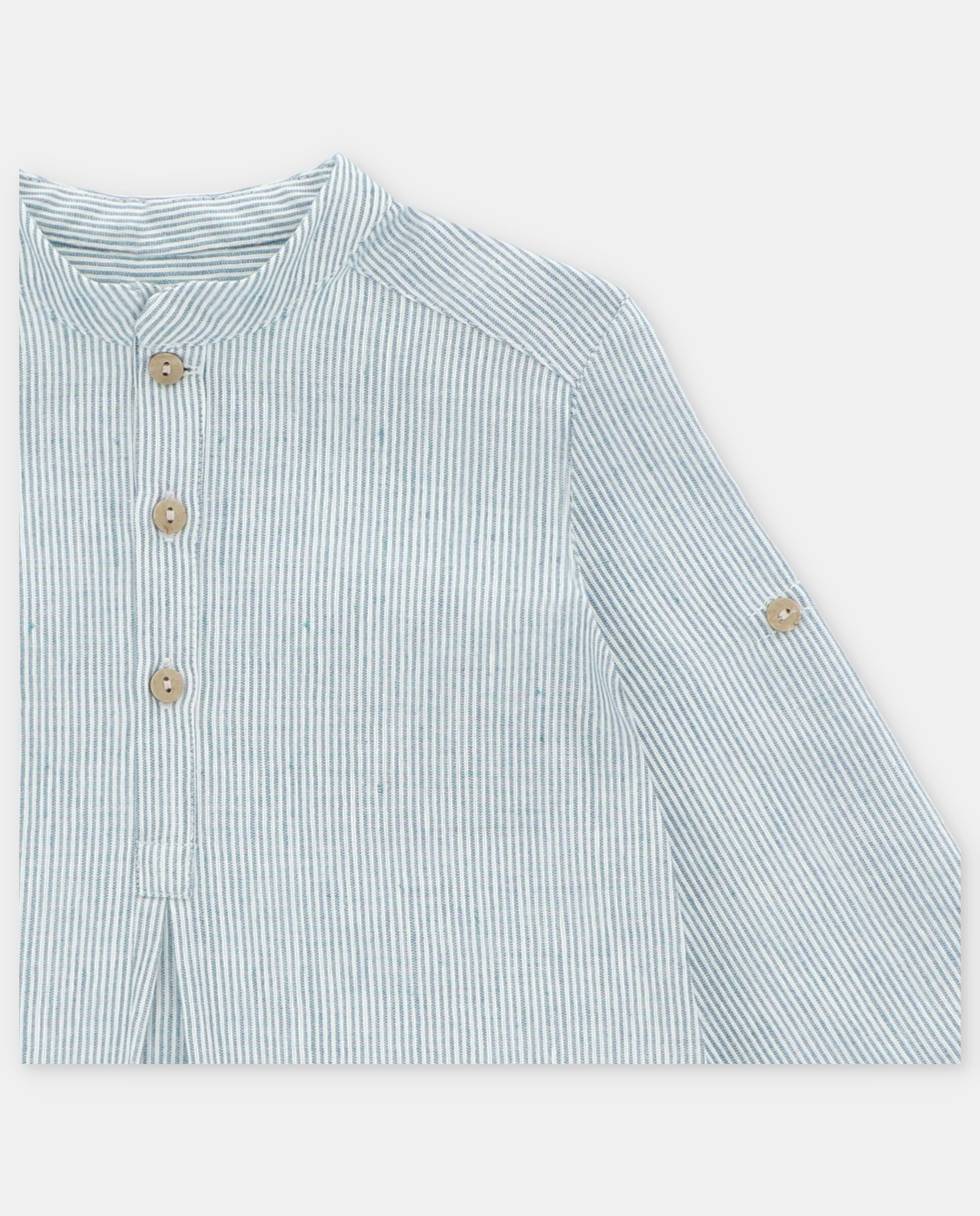 Camisa para Bebé com Gola À Padre e Microestampado Às Riscas Martín Aranda Azul-celeste-3