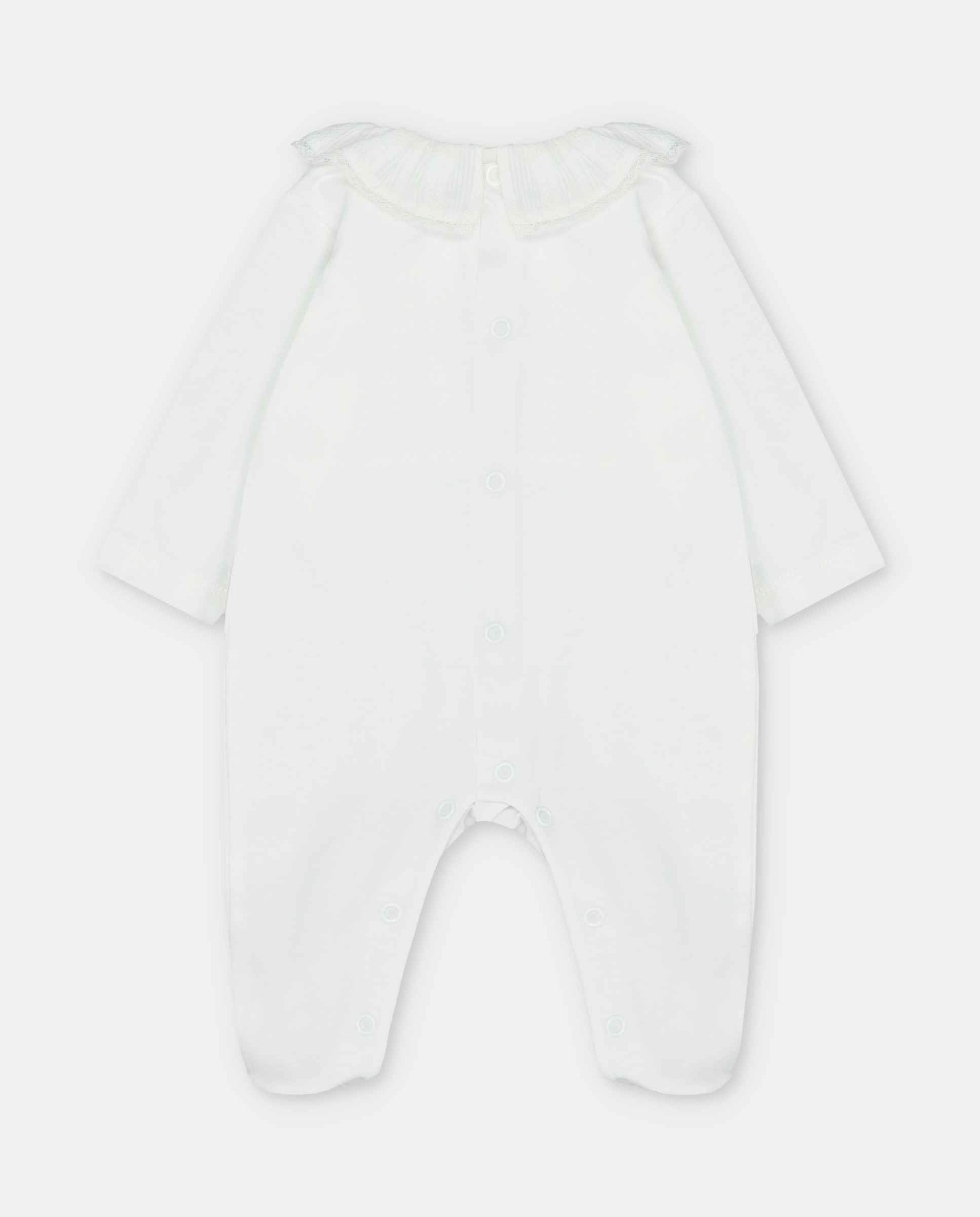 Pijama Pelele para Bebé Interlock com Gola Folho e Detalhes Bordados Martín Aranda Branco-2