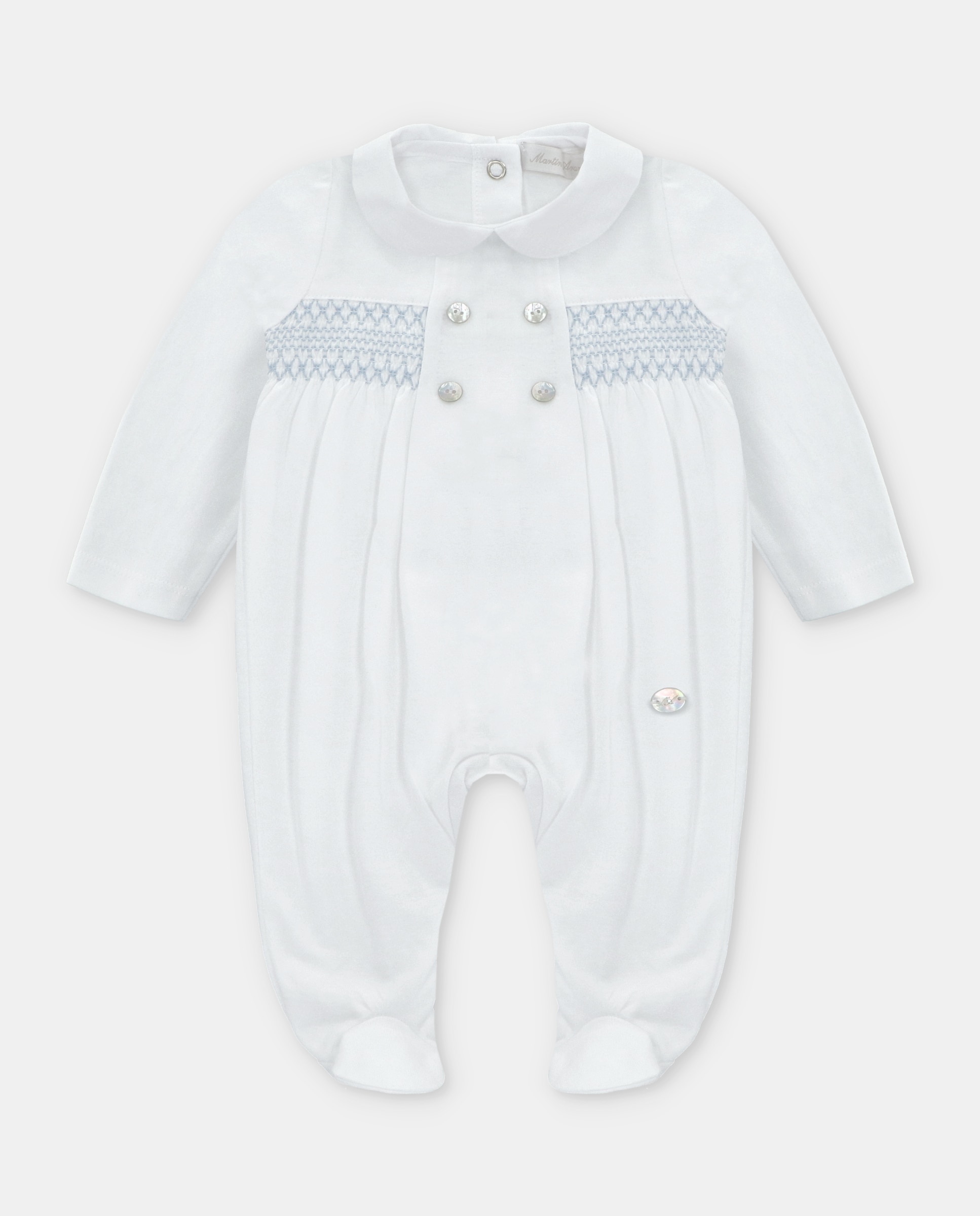 Imagem 0 de Pijama Pelele para Bebé Interlock com Laterais de Canesú Franzido de Malha Smock