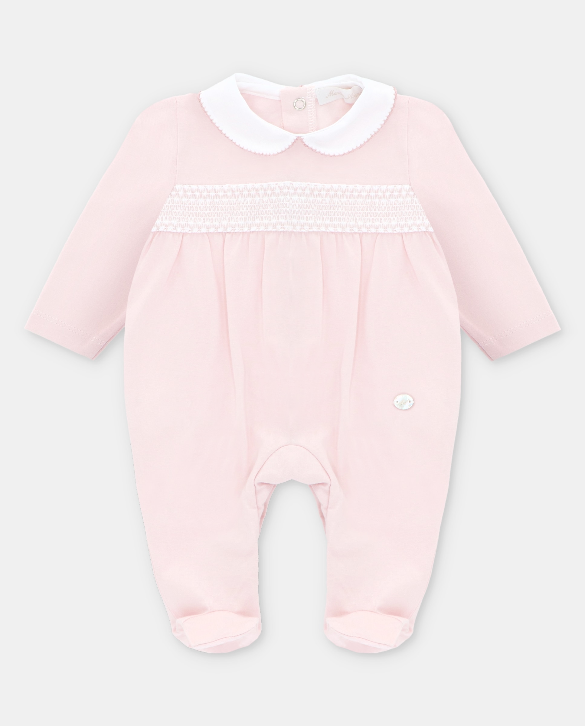 Imagem 0 de Pijama Pelele para Bebé Interlock com Peitilho Franzido de Malha Smock