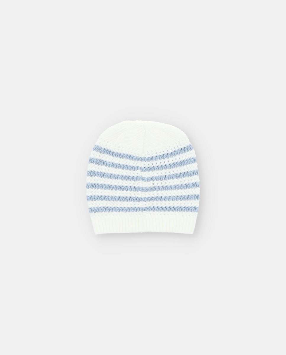 Chapéu para Bebés de Malha com Riscas em Contraste Martín Aranda Azul-claro-2