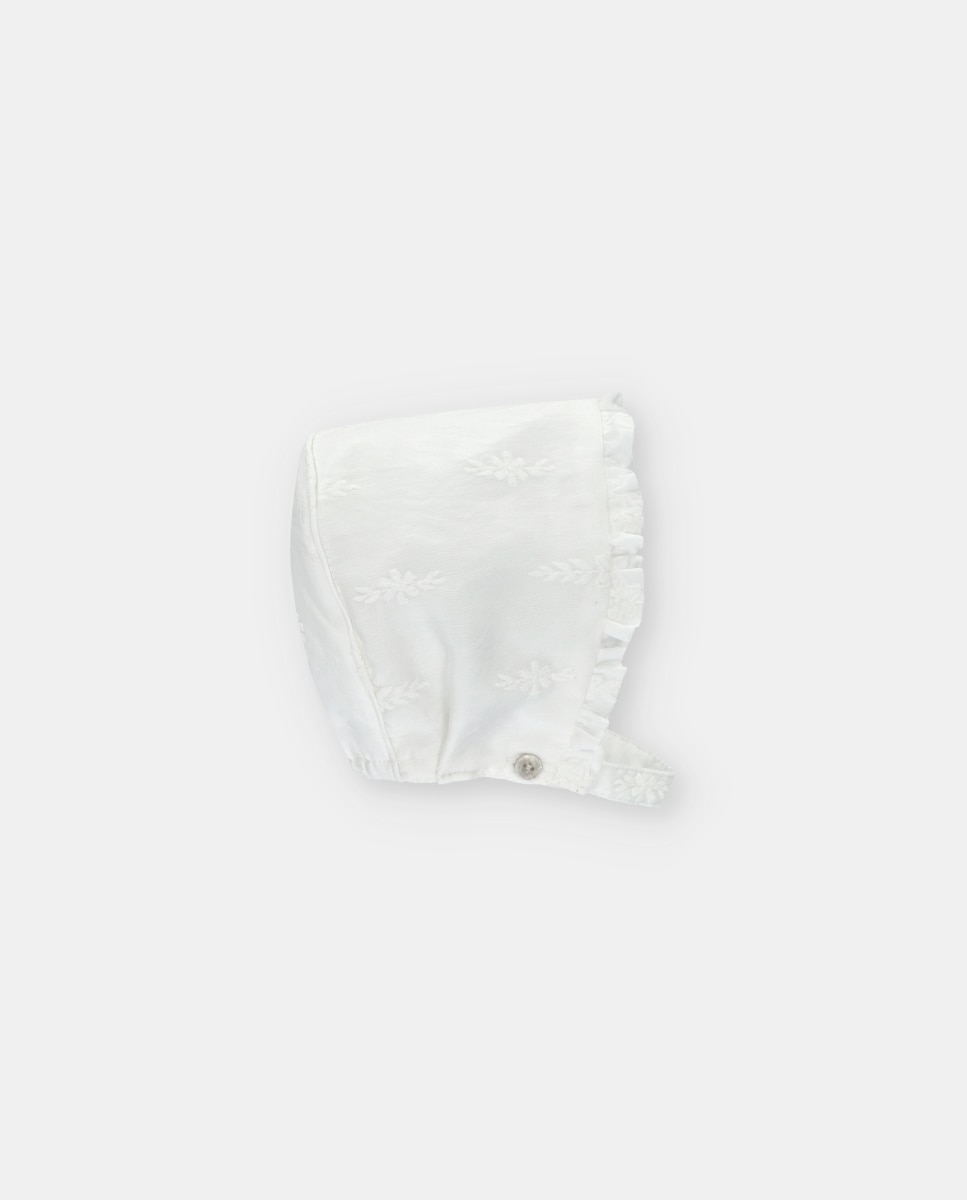 Chapéu para Bebé de Tecido Bordado Martín Aranda Natural-1
