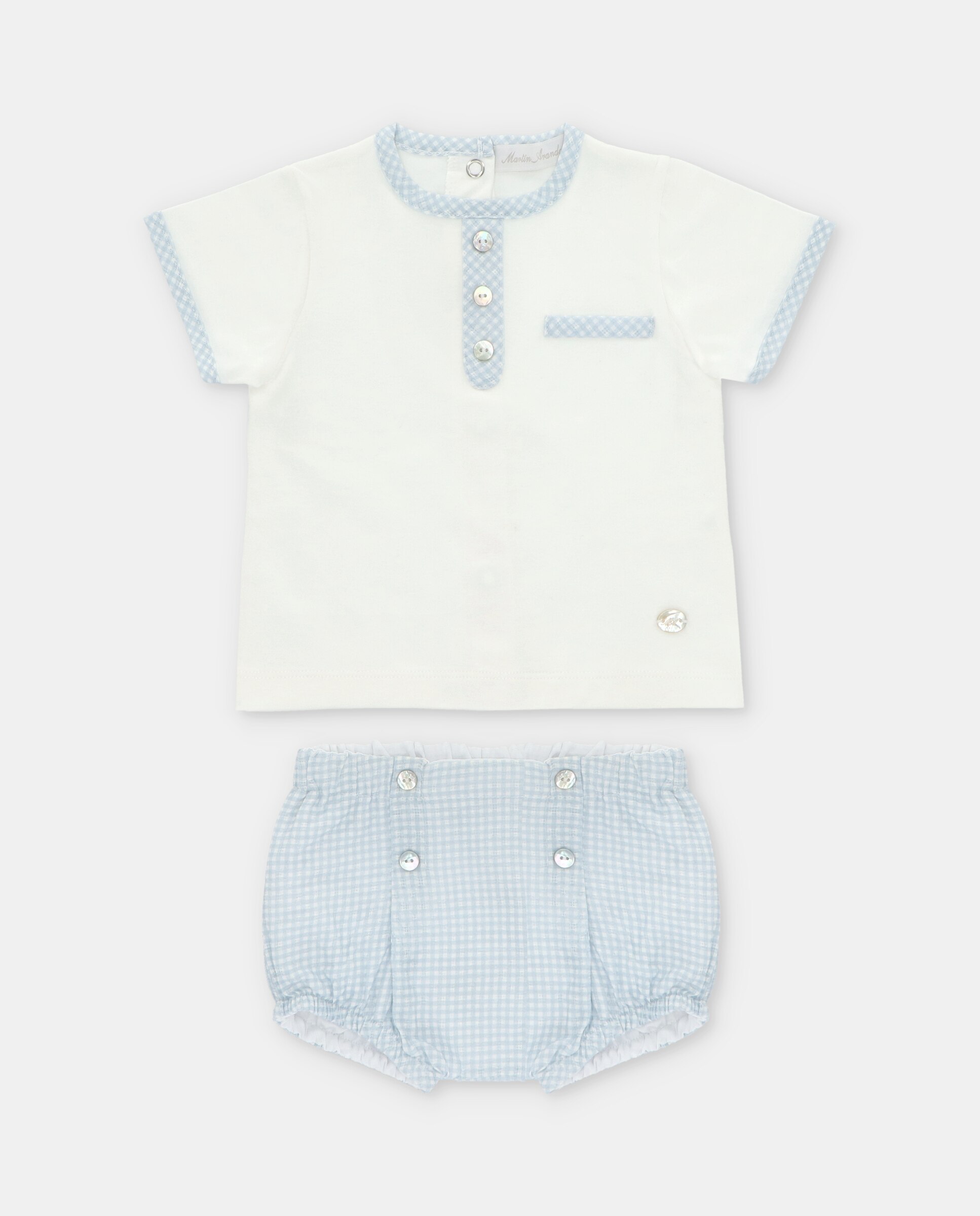 Imagem 0 de Pijama Completo para Bebé Interlock de Jubão e Bombacha Microestampada Aos Quadrados