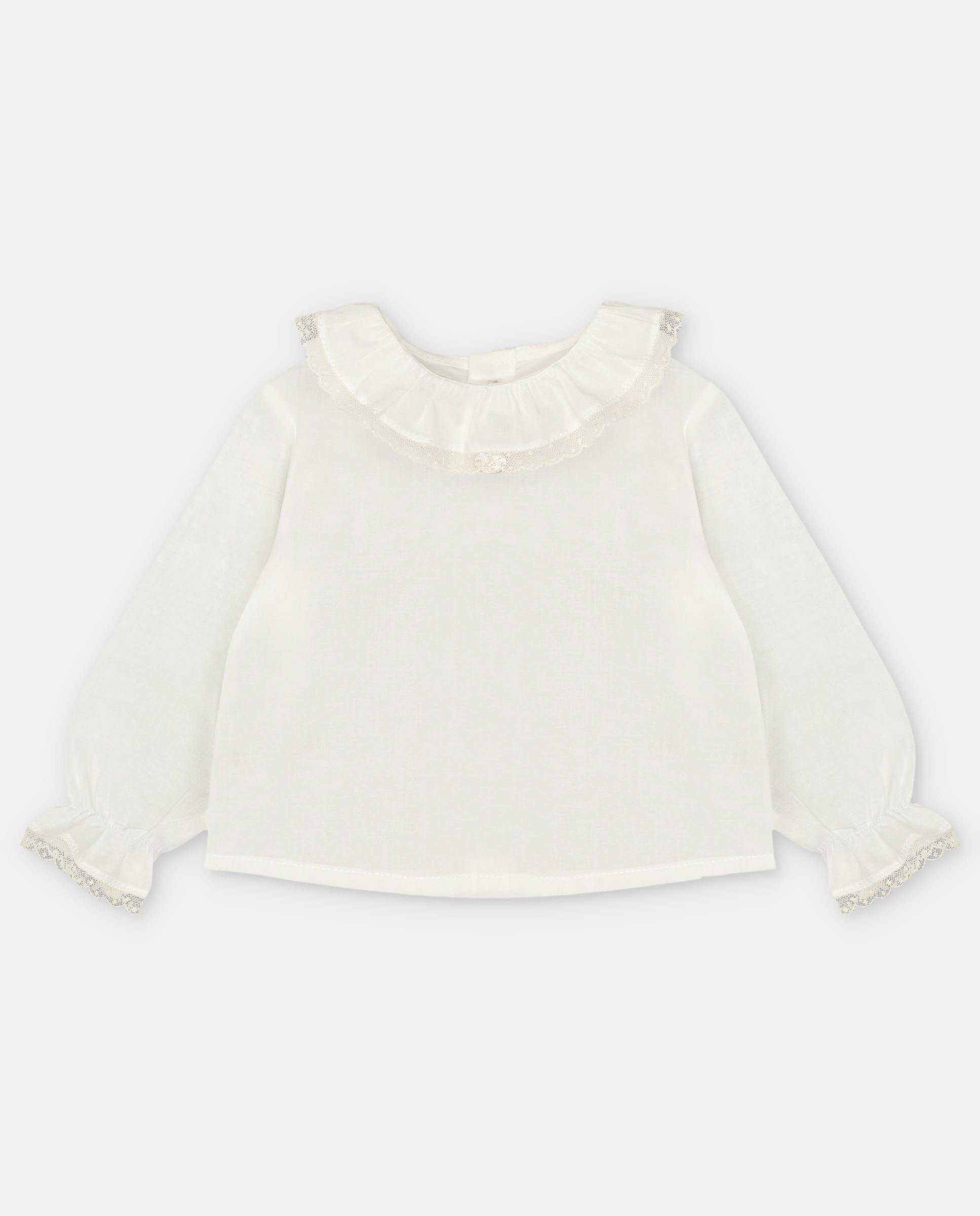 Blusa para Bebé de Algodão com Gola Folho Martín Aranda Branco-1