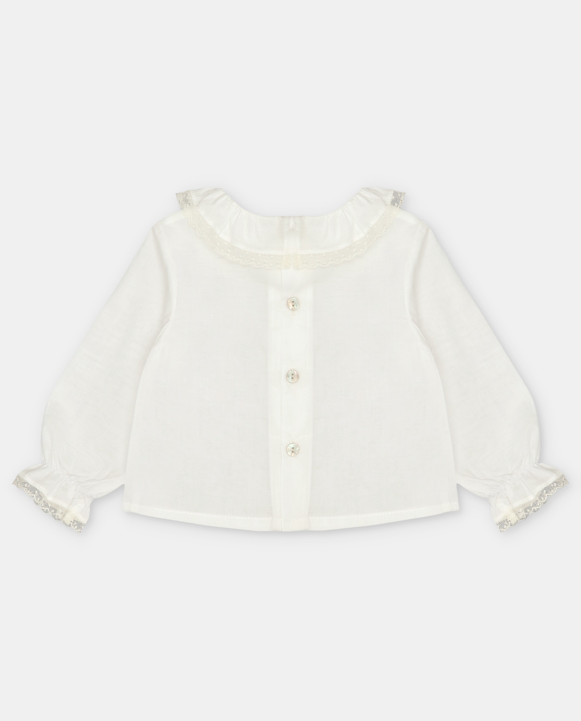 Blusa para Bebé de Algodão com Gola Folho Martín Aranda Branco-2