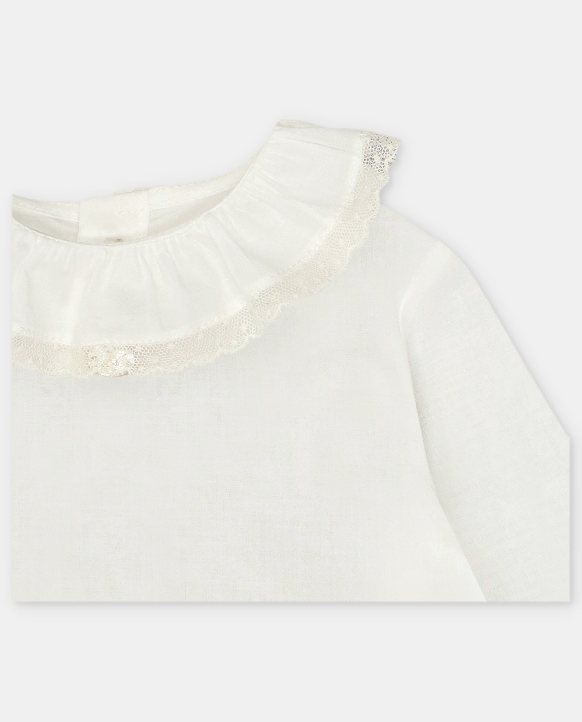 Blusa para Bebé de Algodão com Gola Folho Martín Aranda Branco-3