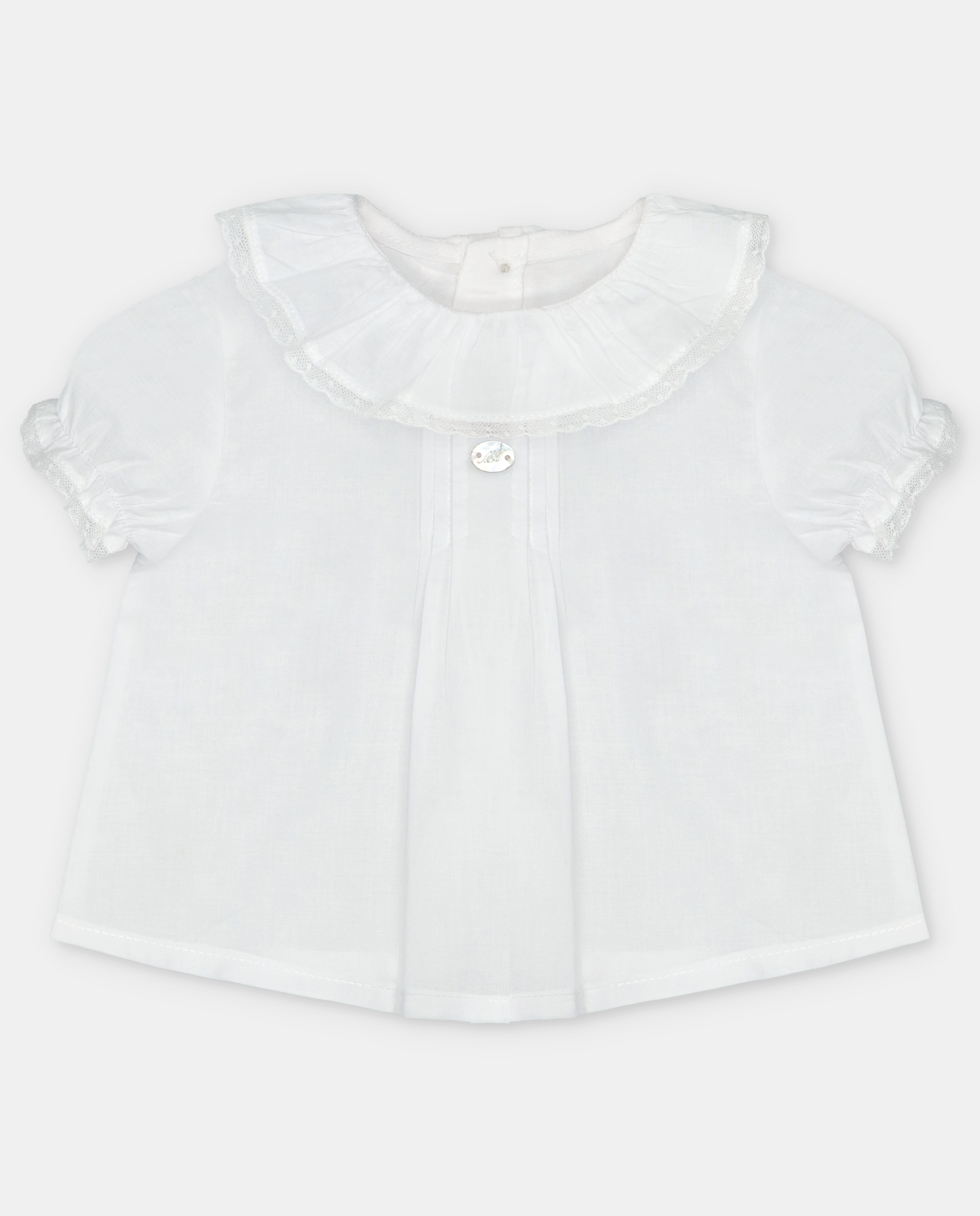 Blusa para Bebé de Algodão com Gola Folho Martín Aranda Branco-1