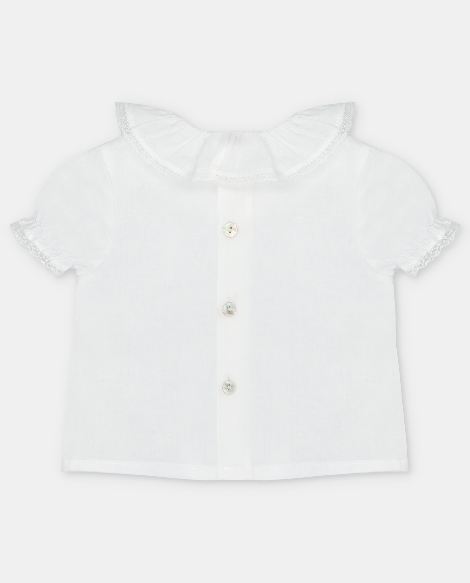 Blusa para Bebé de Algodão com Gola Folho Martín Aranda Branco-2