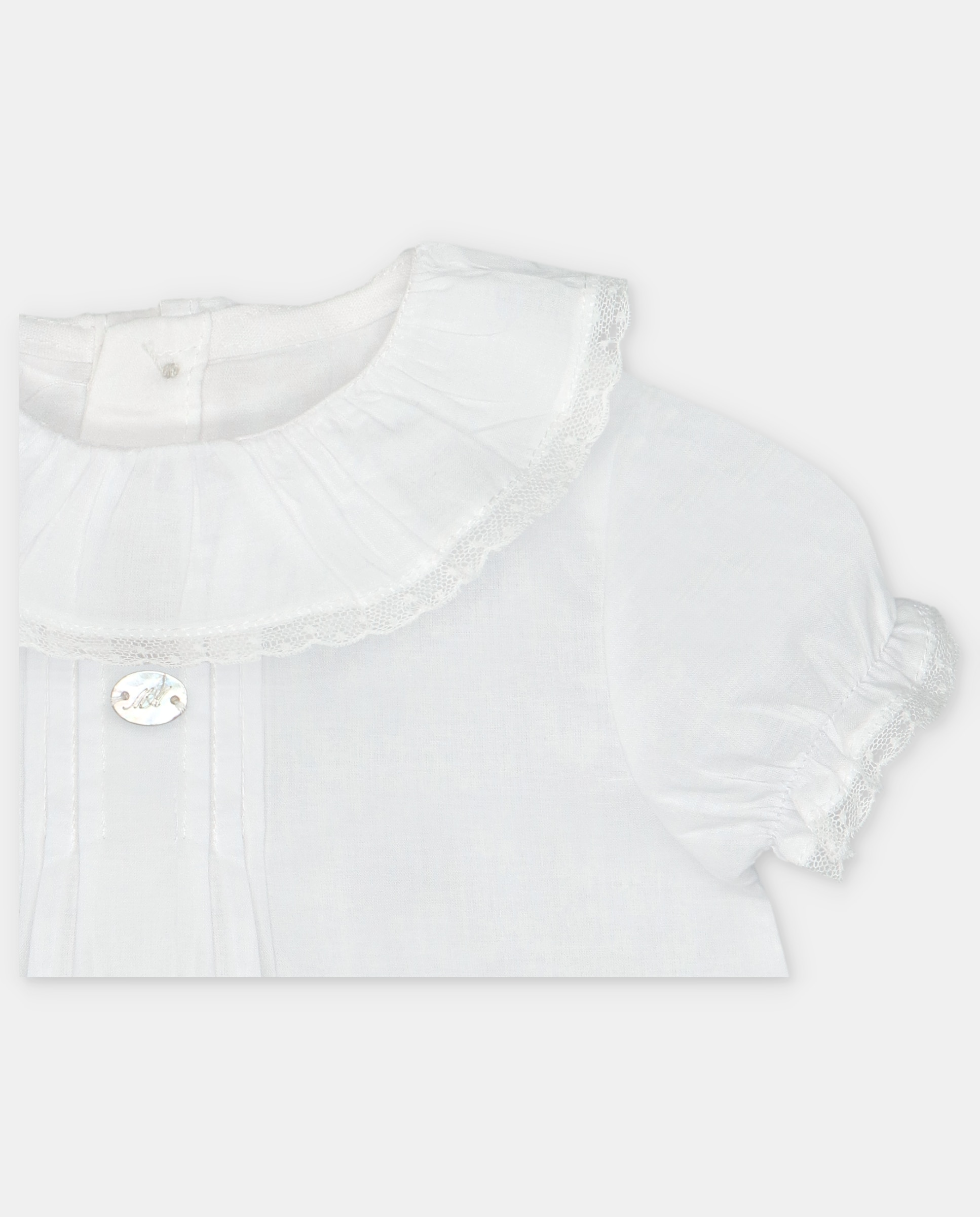 Blusa para Bebé de Algodão com Gola Folho Martín Aranda Branco-3