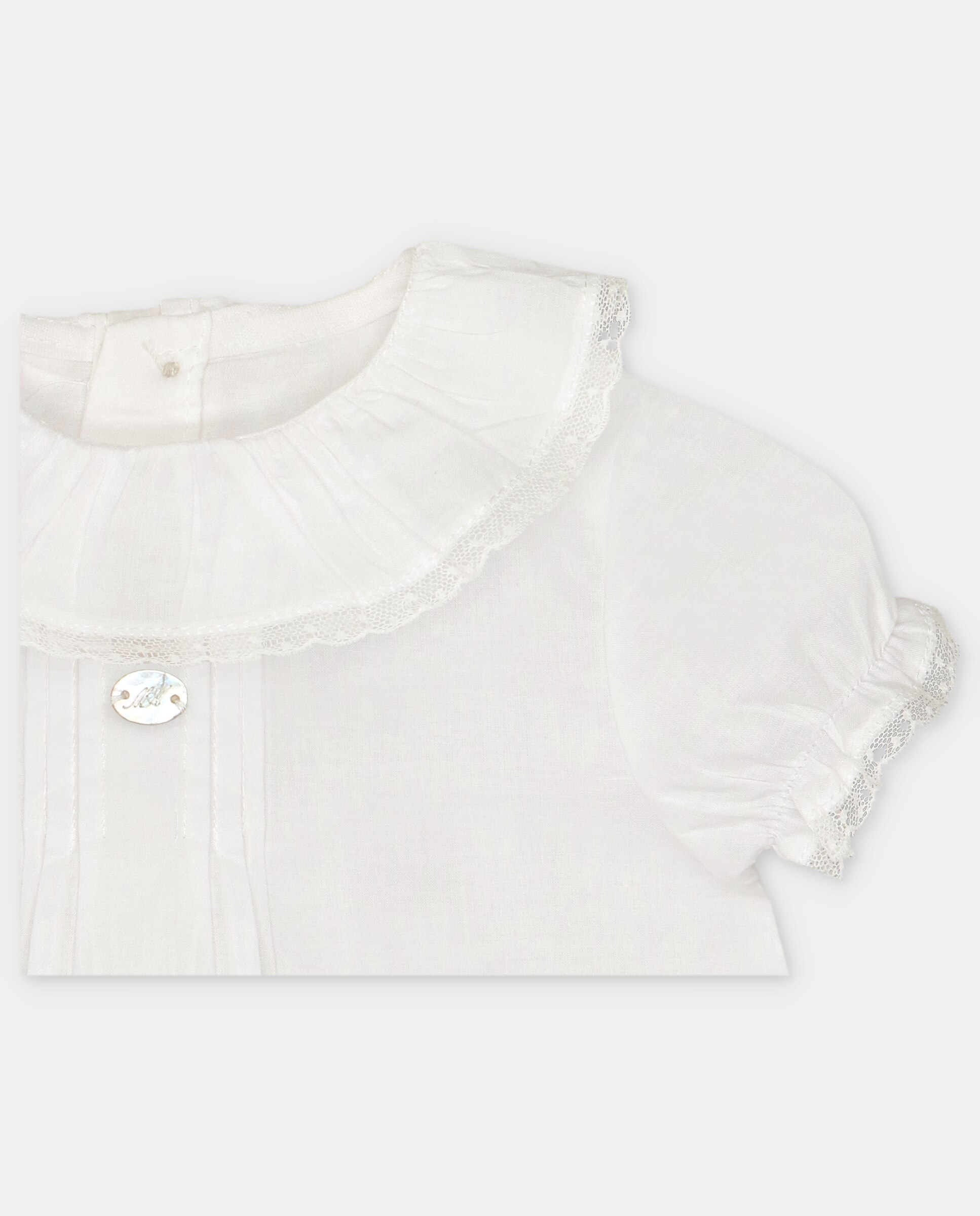 Blusa para Bebé de Algodão com Gola Folho Natural-3